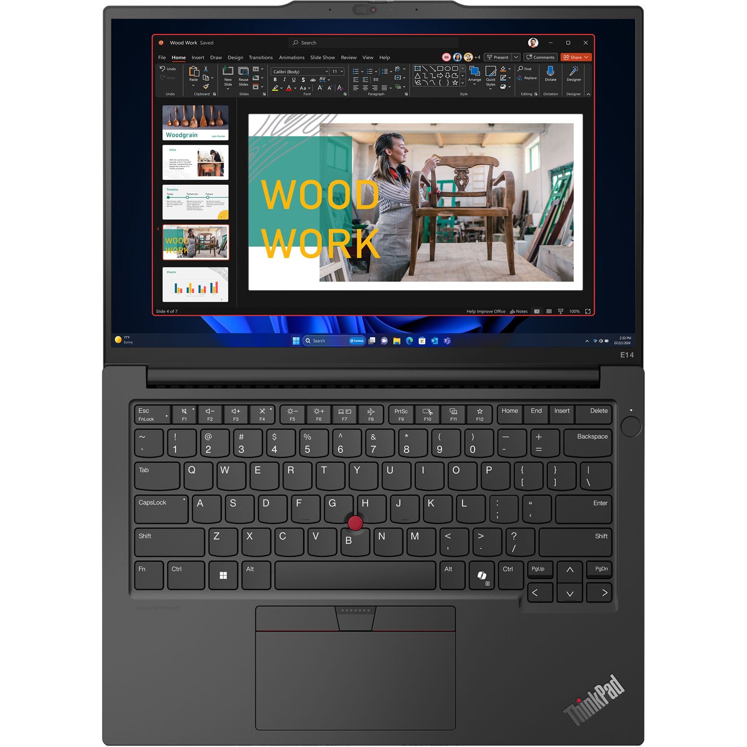 Lenovo ThinkPad E14 business laptop with 14-inch WUXGA display, black chassis, and backlit keyboard — view 8