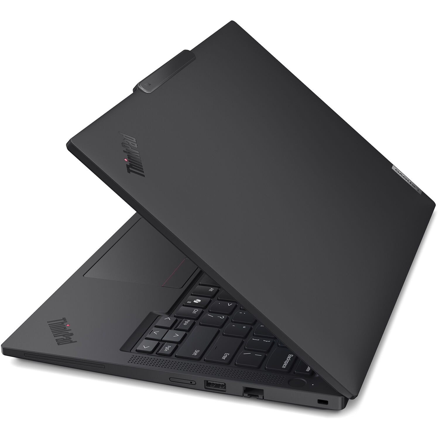 Lenovo ThinkPad T14 Gen 5 14-inch business laptop with Ryzen 7 PRO, 16 GB memory, and black chassis — view 12