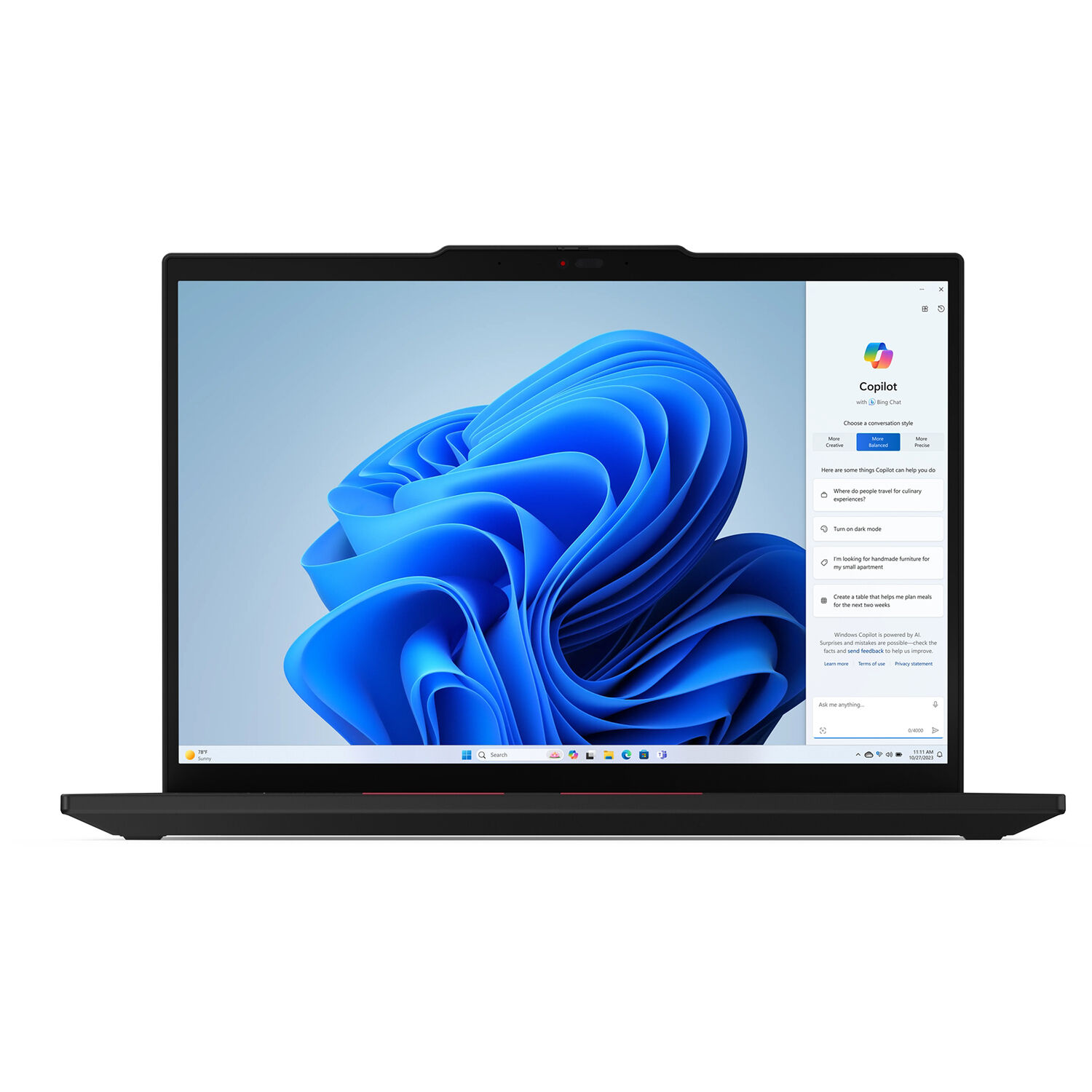 Lenovo ThinkPad T14 Gen 5 14-inch business laptop with Ryzen 7 PRO, 16 GB memory, and black chassis — view 2