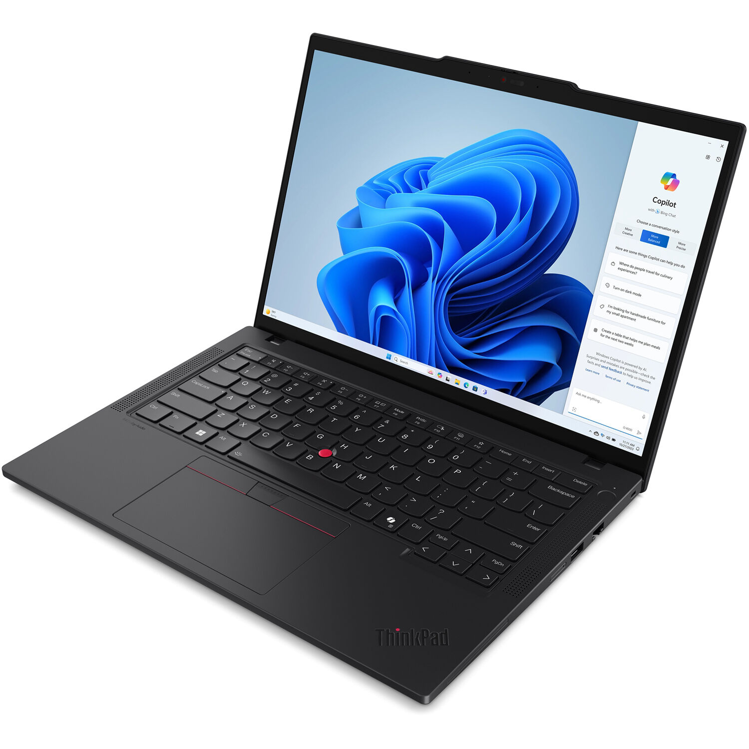 Lenovo ThinkPad T14 Gen 5 14-inch business laptop with Ryzen 7 PRO, 16 GB memory, and black chassis — view 6