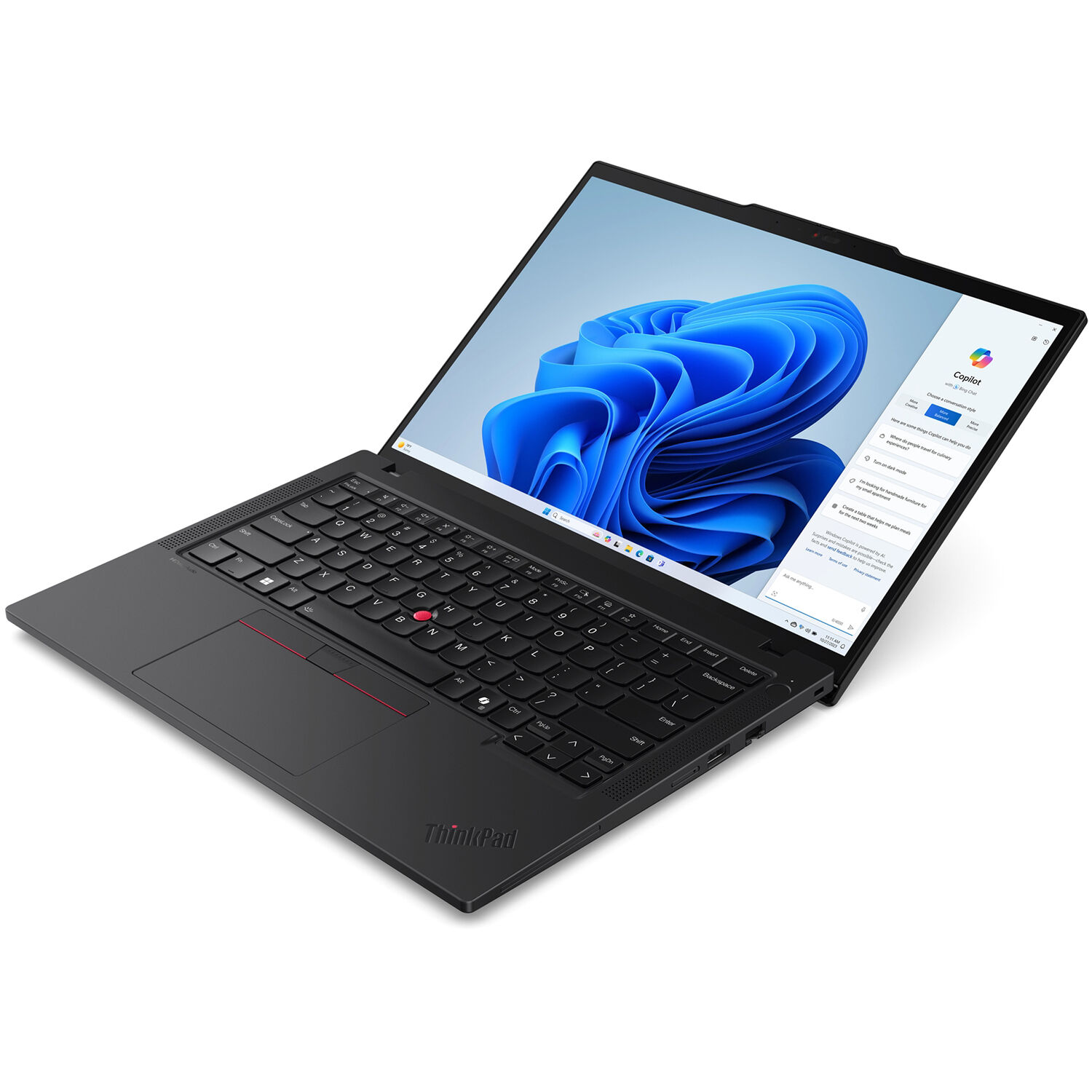 Lenovo ThinkPad T14 Gen 5 14-inch business laptop with Ryzen 7 PRO, 16 GB memory, and black chassis — view 7