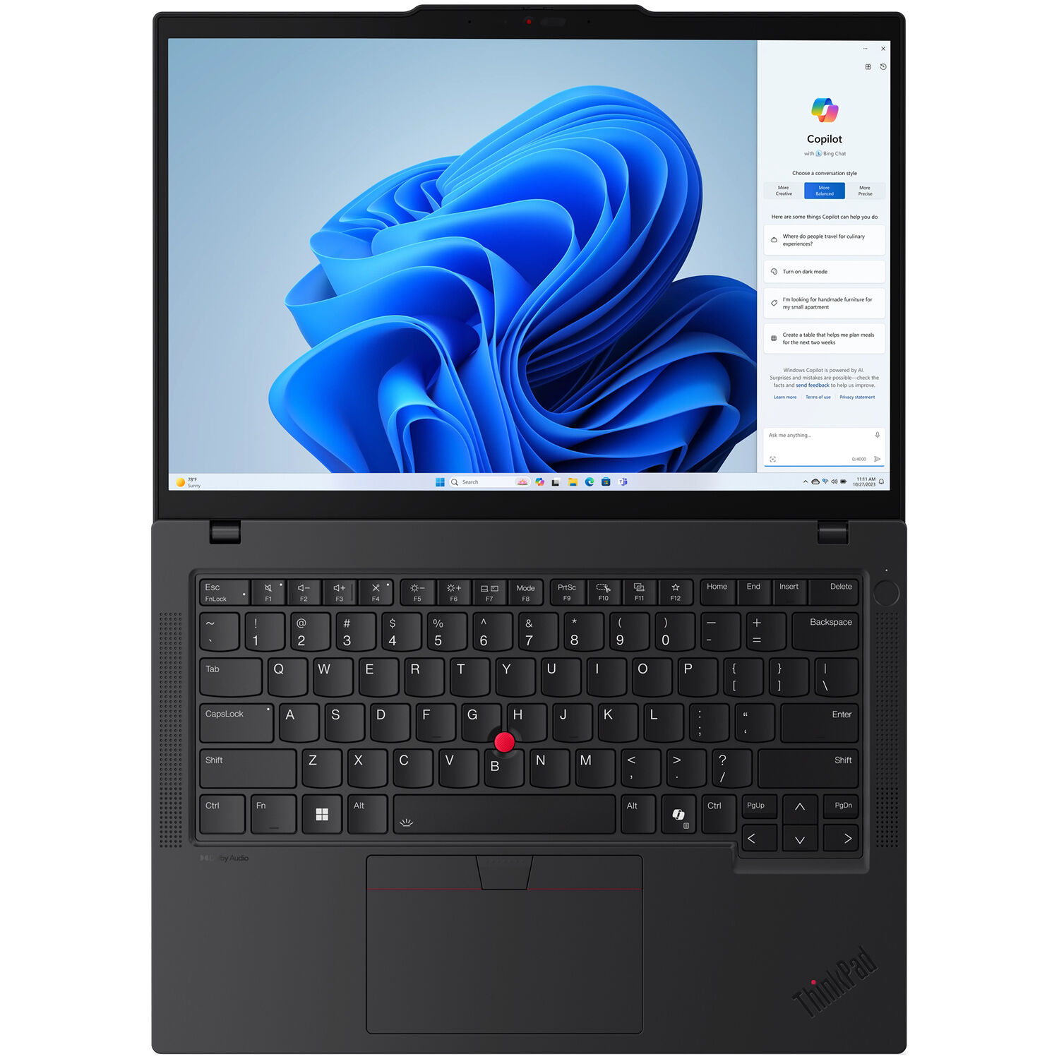 Lenovo ThinkPad T14 Gen 5 14-inch business laptop with Ryzen 7 PRO, 16 GB memory, and black chassis — view 8