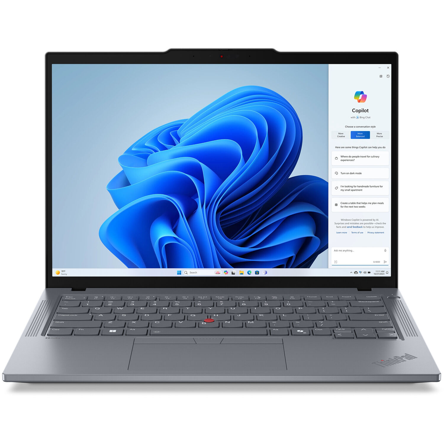 Lenovo ThinkPad T14 AMD G5 business laptop with 14-inch WUXGA display and backlit keyboard — view 3
