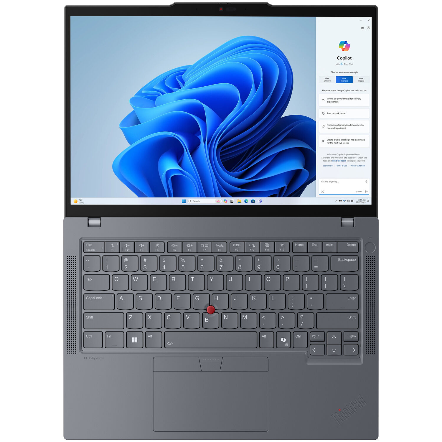 Lenovo ThinkPad T14 AMD G5 business laptop with 14-inch WUXGA display and backlit keyboard — view 7