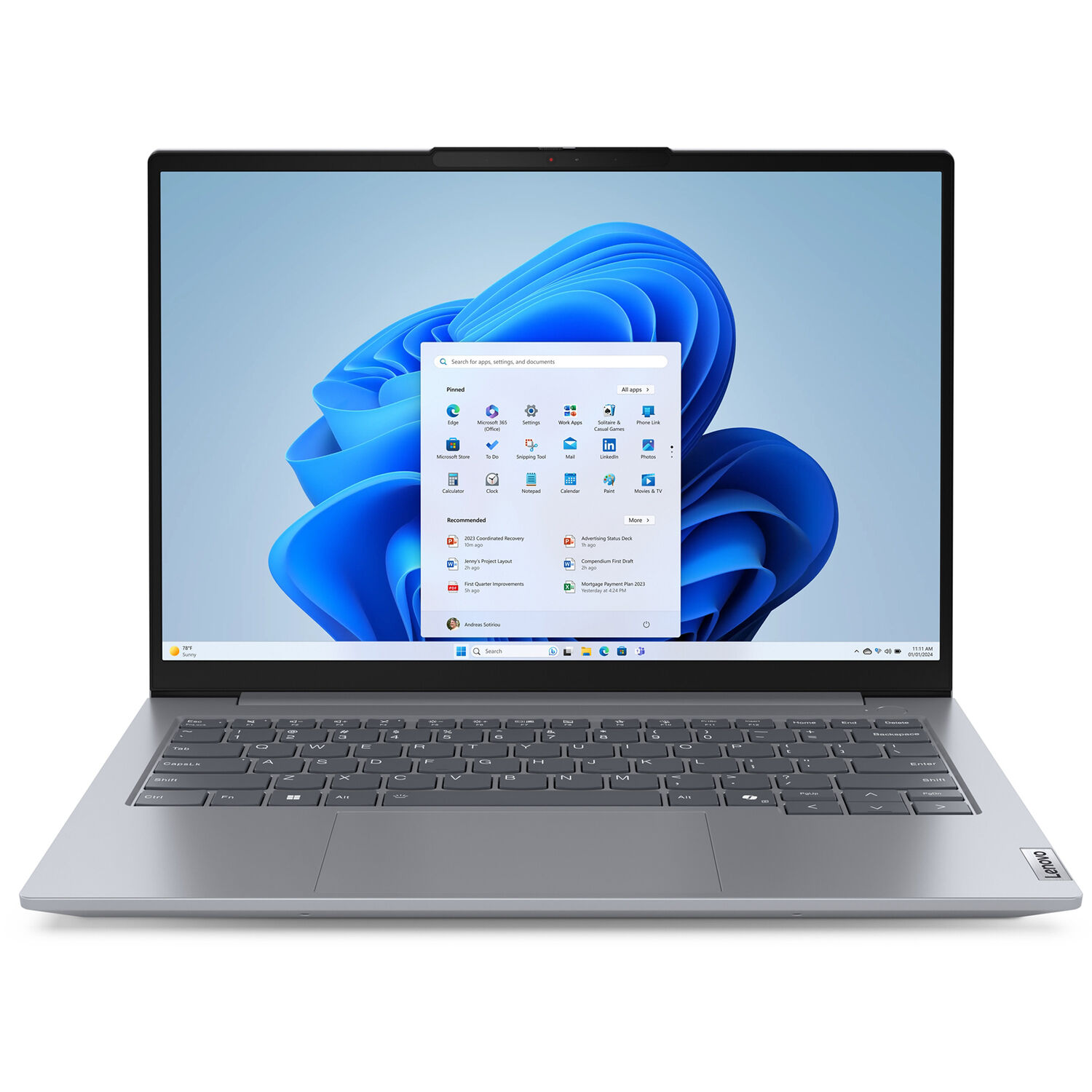 Lenovo ThinkBook 14 G7 ARP business laptop in Storm Grey with 14-inch touch display — view 2