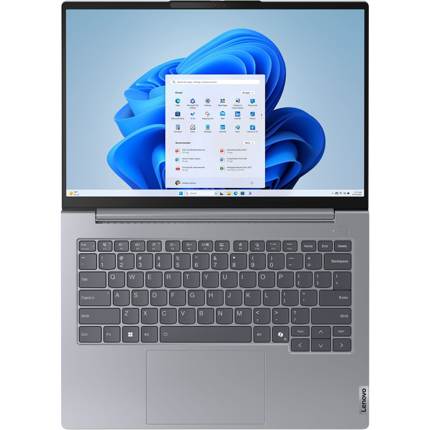 Lenovo ThinkBook 14 G7 ARP business laptop in Storm Grey with 14-inch touch display — view 7