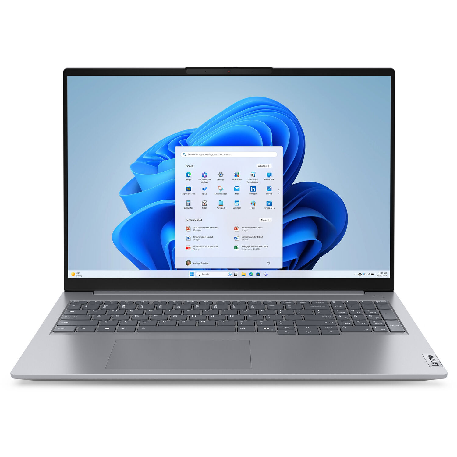 Lenovo ThinkBook 16 G7 ARP laptop in Storm Grey with 16-inch display — view 2