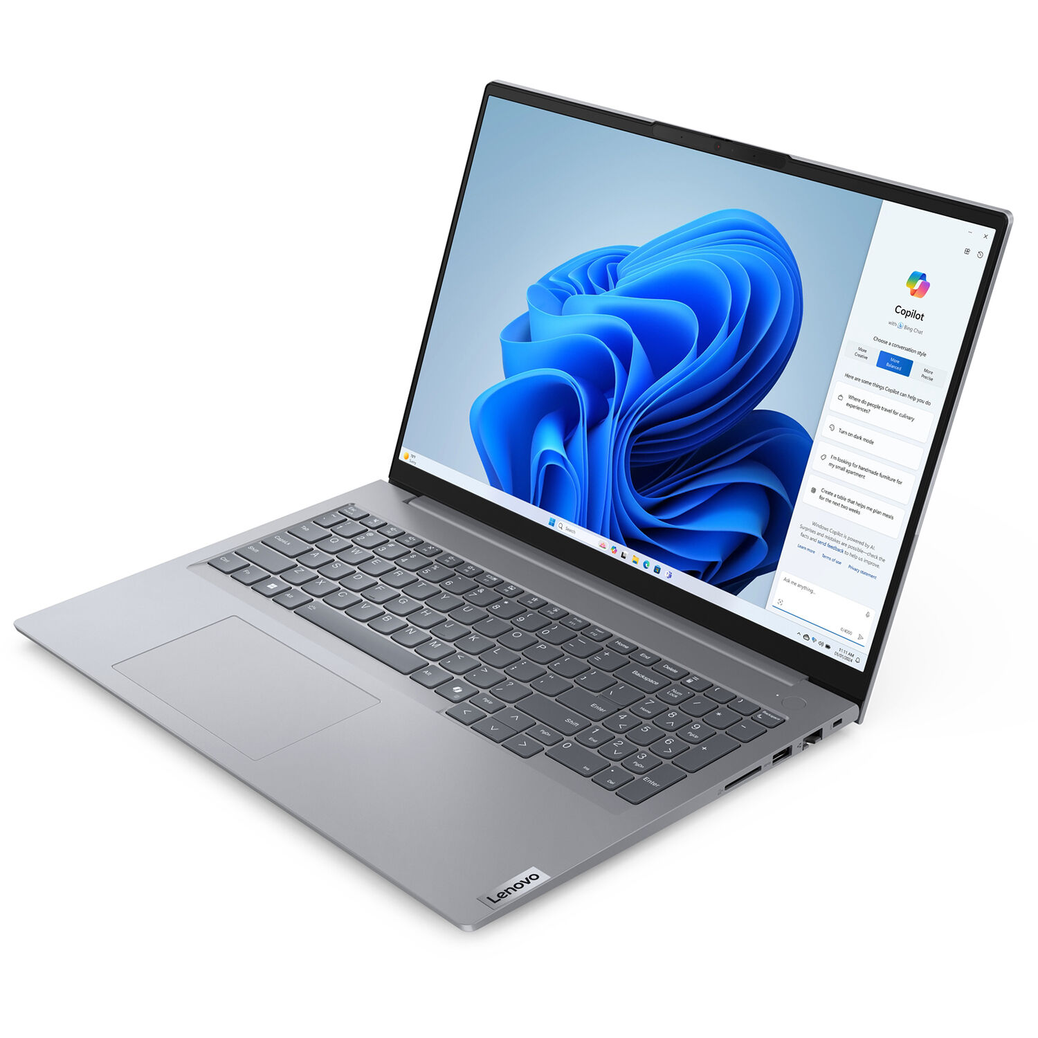 Lenovo ThinkBook 16 G7 ARP laptop in Storm Grey with 16-inch display — view 3