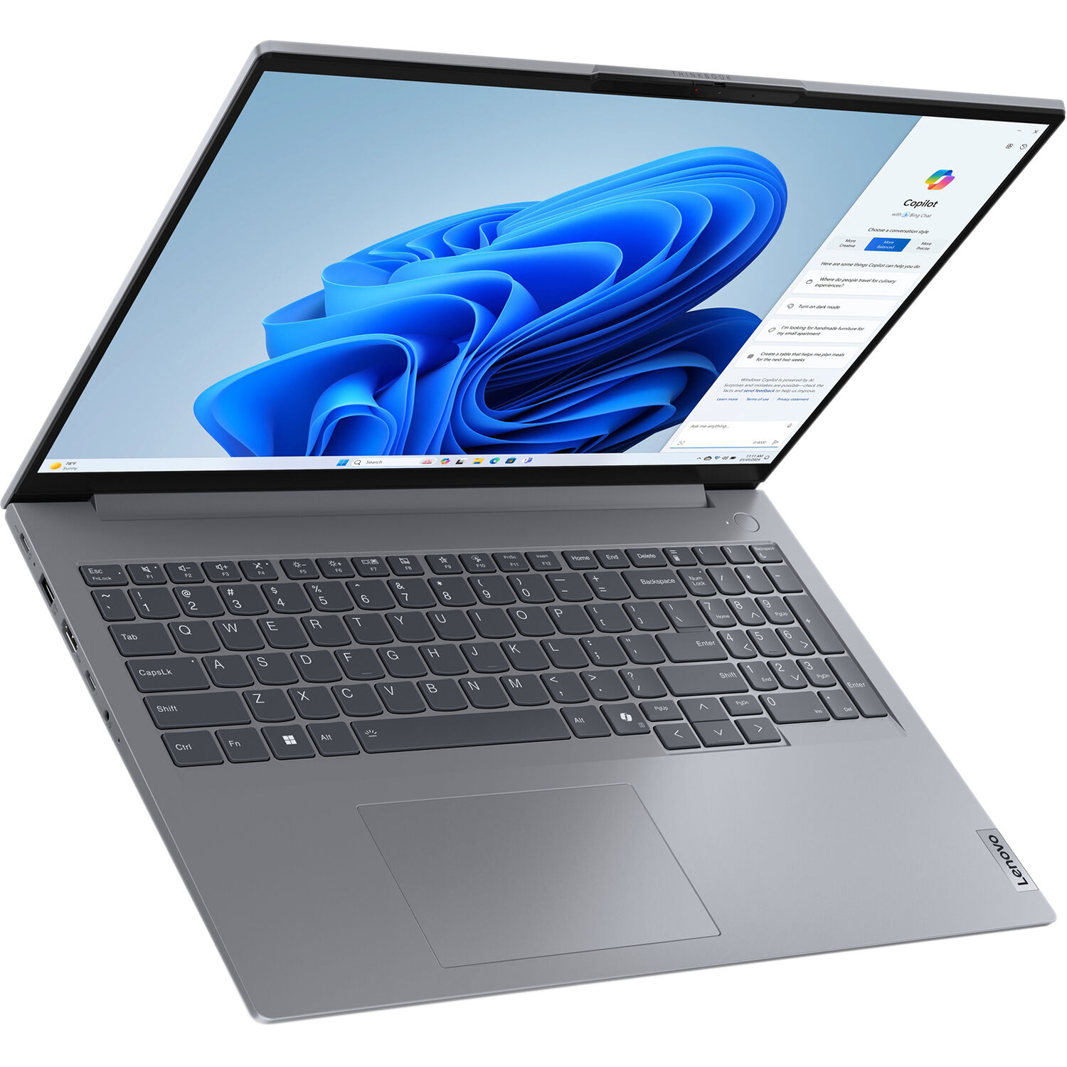 Lenovo ThinkBook 16 G7 ARP laptop in Storm Grey with 16-inch display — view 4