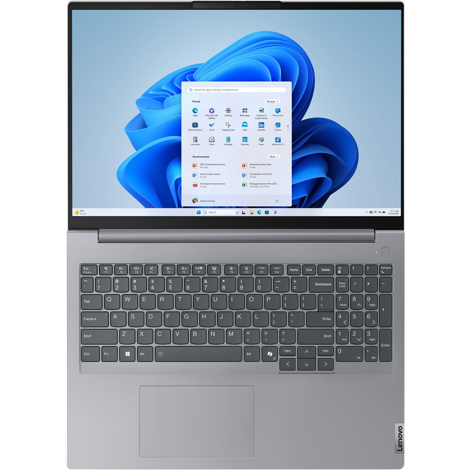 Lenovo ThinkBook 16 G7 ARP laptop in Storm Grey with 16-inch display — view 7