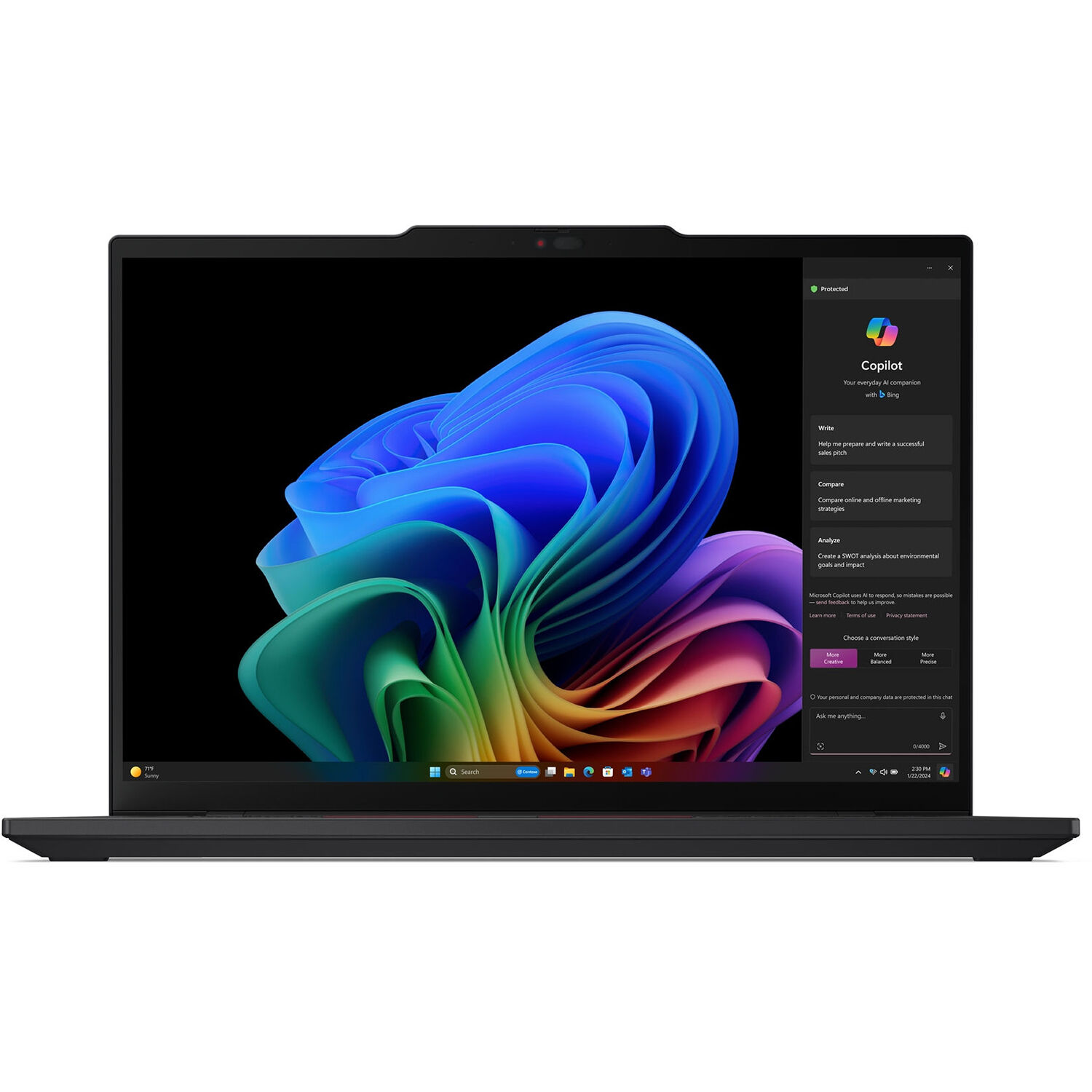 Lenovo ThinkPad T14s G6 business laptop in black with 14-inch WUXGA display — view 2