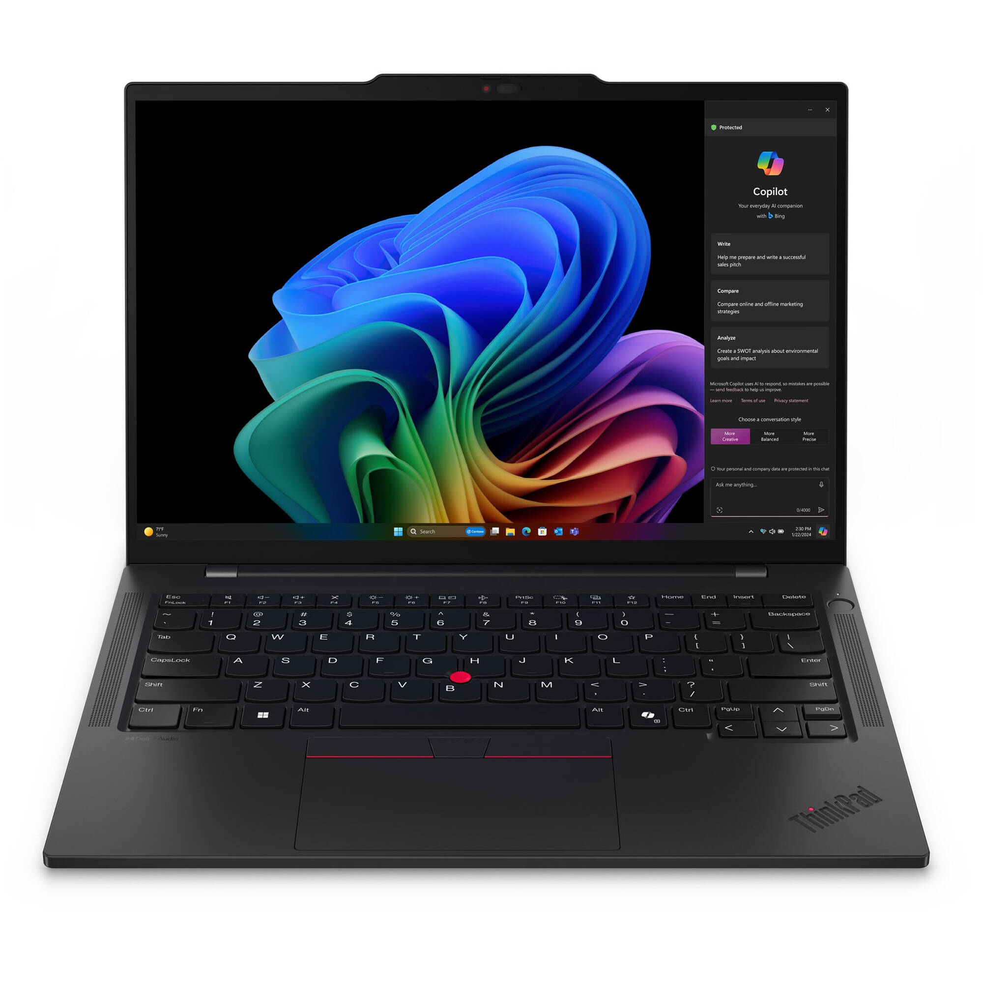 Lenovo ThinkPad T14s G6 business laptop in black with 14-inch WUXGA display — view 3