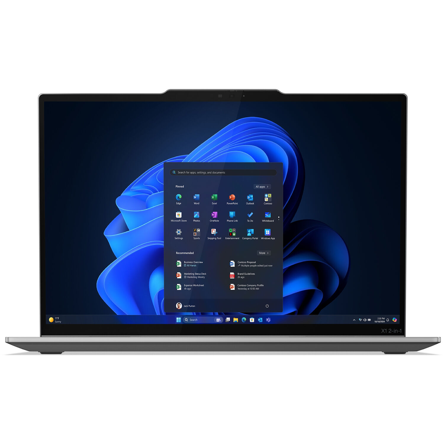 Lenovo ThinkPad X1 2-in-1 G10 14-inch WUXGA touch laptop in tablet mode with Intel Core Ultra 7 and black keyboard — view 2
