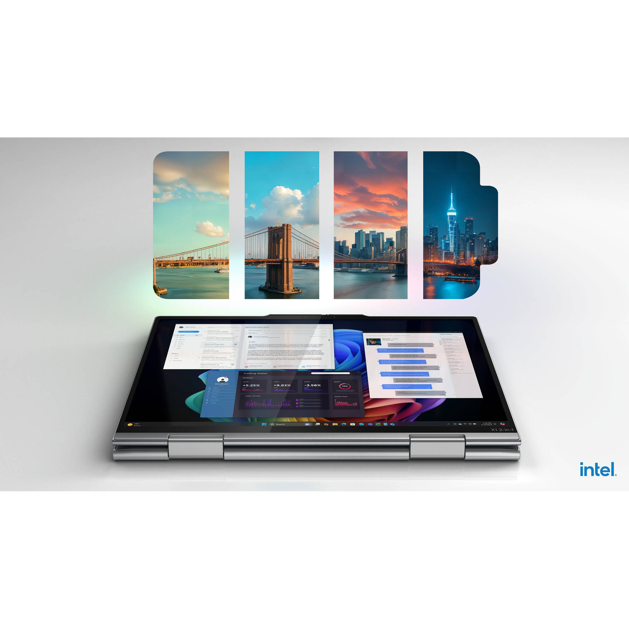 Lenovo ThinkPad X1 2-in-1 G10 14-inch WUXGA touch laptop in tablet mode with Intel Core Ultra 7 and black keyboard — view 21