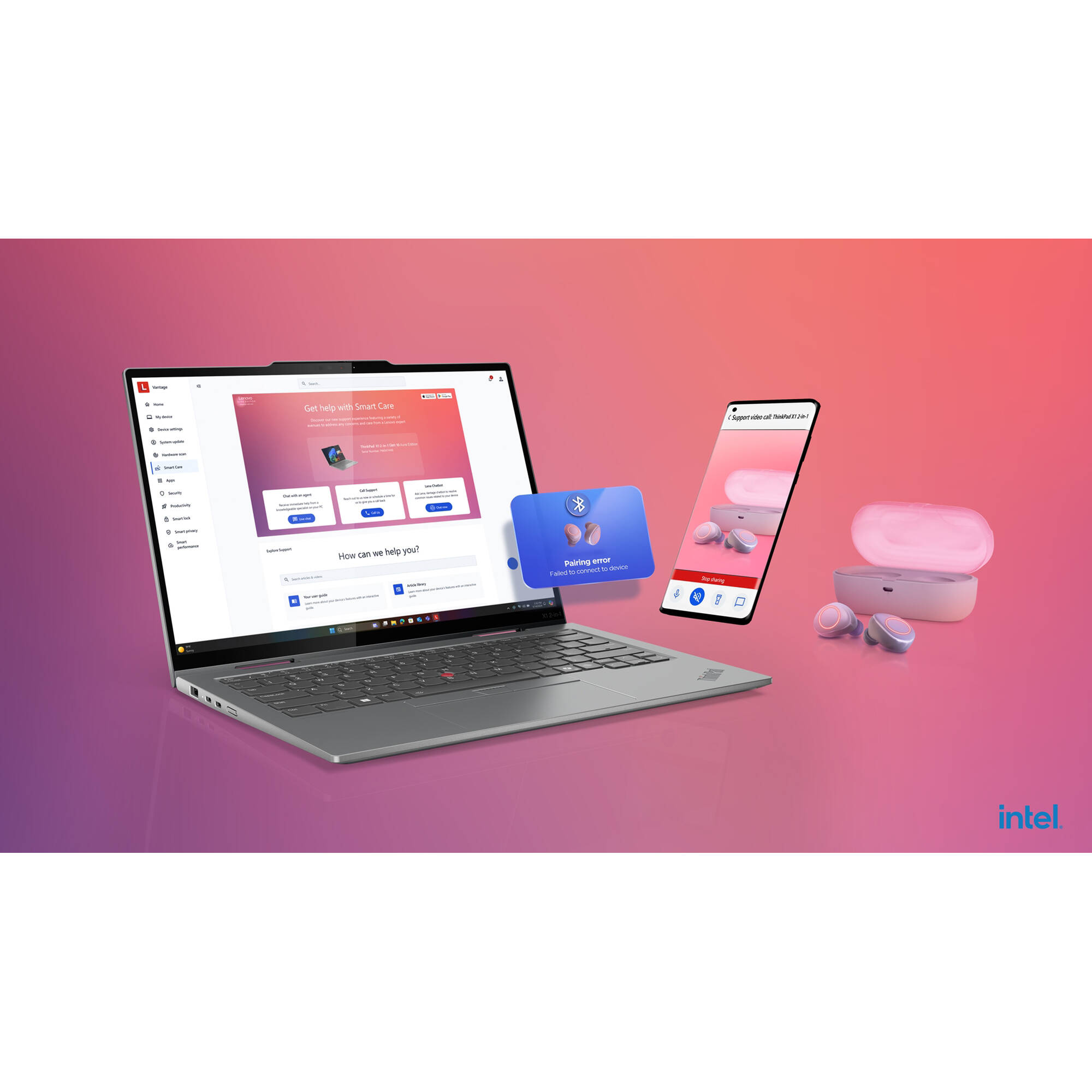 Lenovo ThinkPad X1 2-in-1 G10 14-inch WUXGA touch laptop in tablet mode with Intel Core Ultra 7 and black keyboard — view 23
