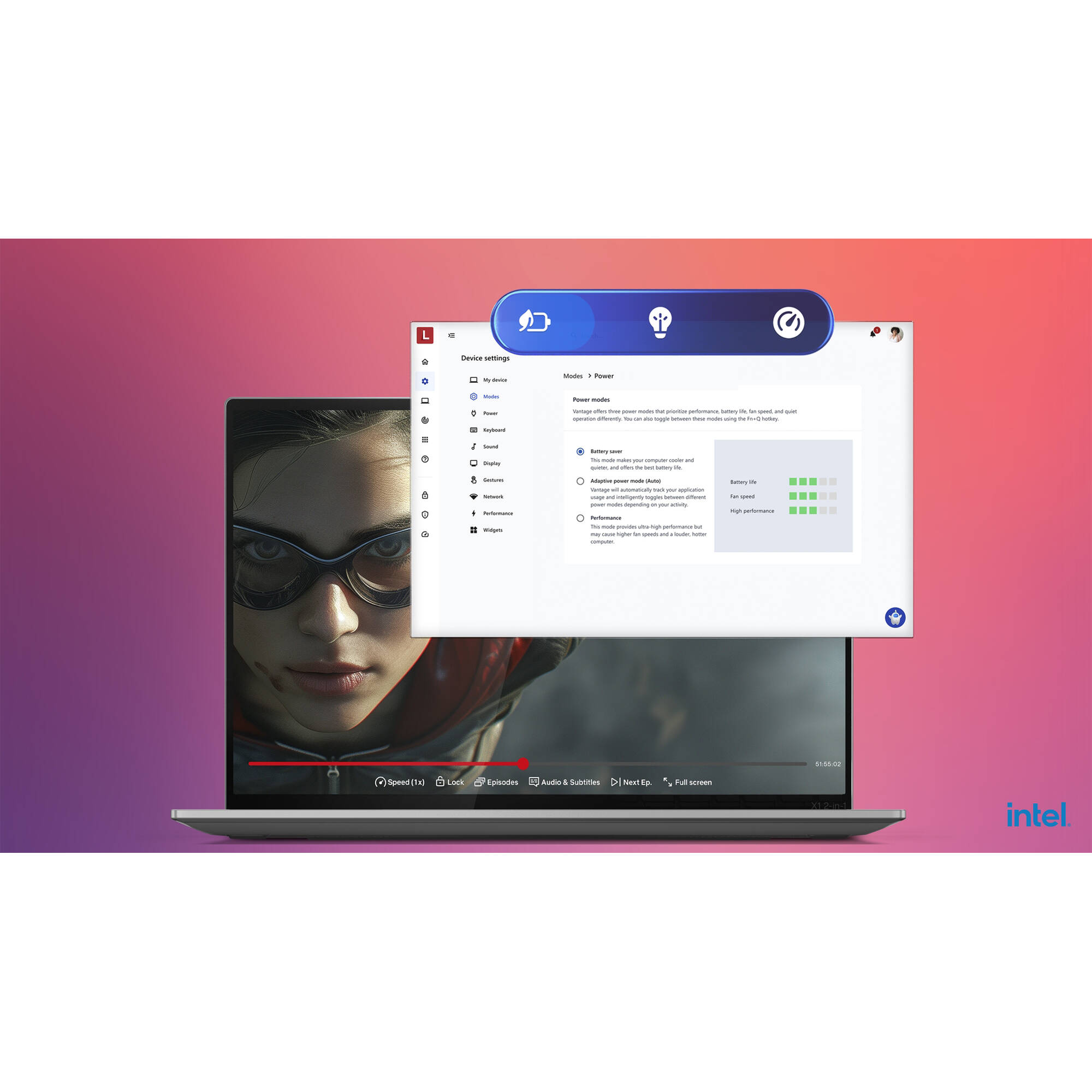 Lenovo ThinkPad X1 2-in-1 G10 14-inch WUXGA touch laptop in tablet mode with Intel Core Ultra 7 and black keyboard — view 25