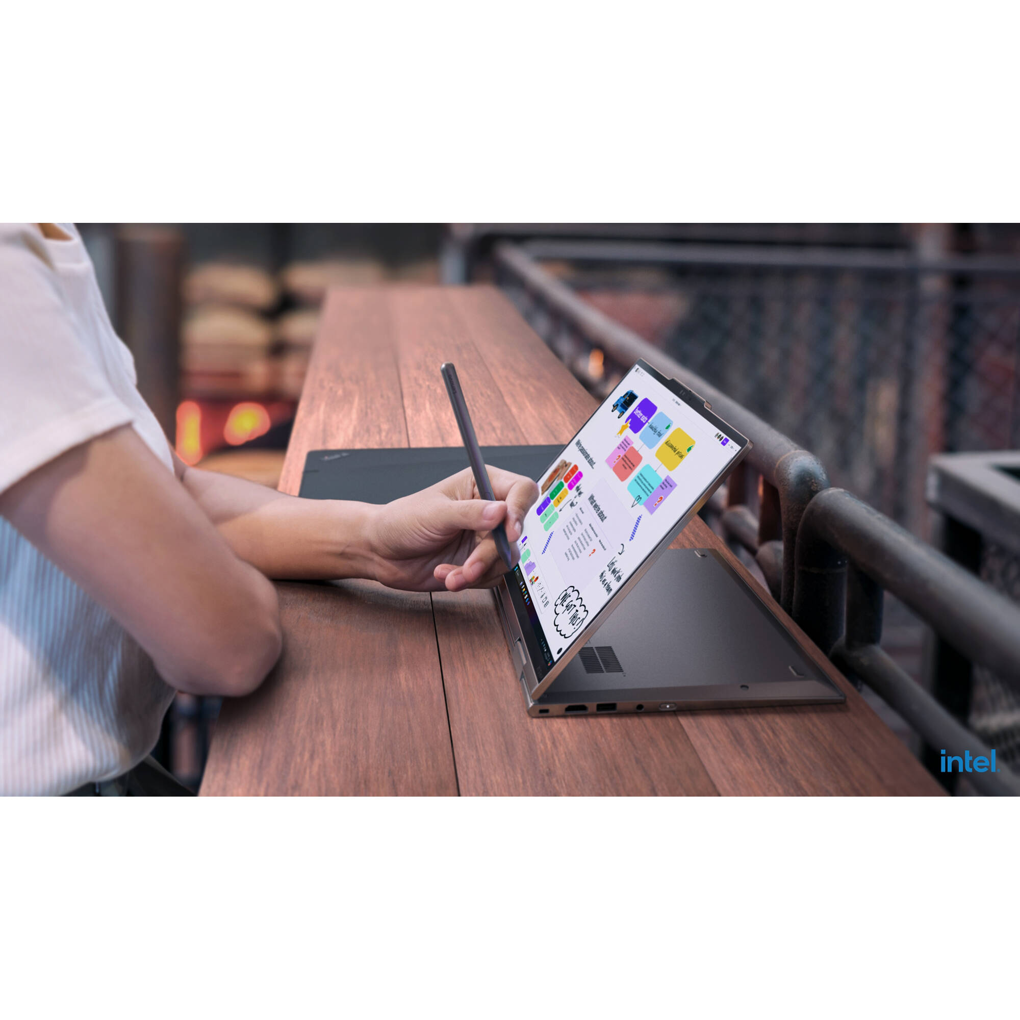 Lenovo ThinkPad X1 2-in-1 G10 14-inch WUXGA touch laptop in tablet mode with Intel Core Ultra 7 and black keyboard — view 32