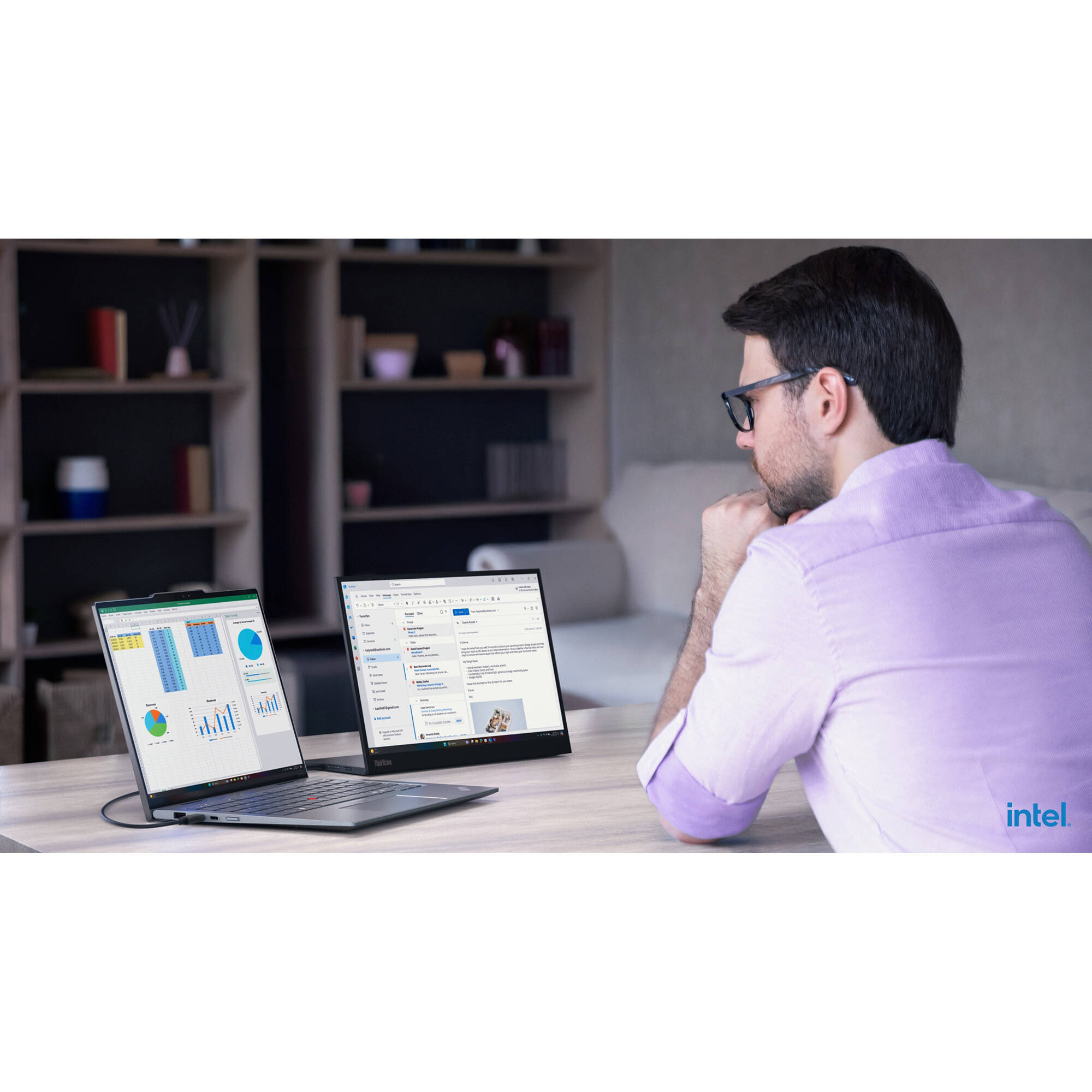 Lenovo ThinkPad X1 2-in-1 G10 14-inch WUXGA touch laptop in tablet mode with Intel Core Ultra 7 and black keyboard — view 35