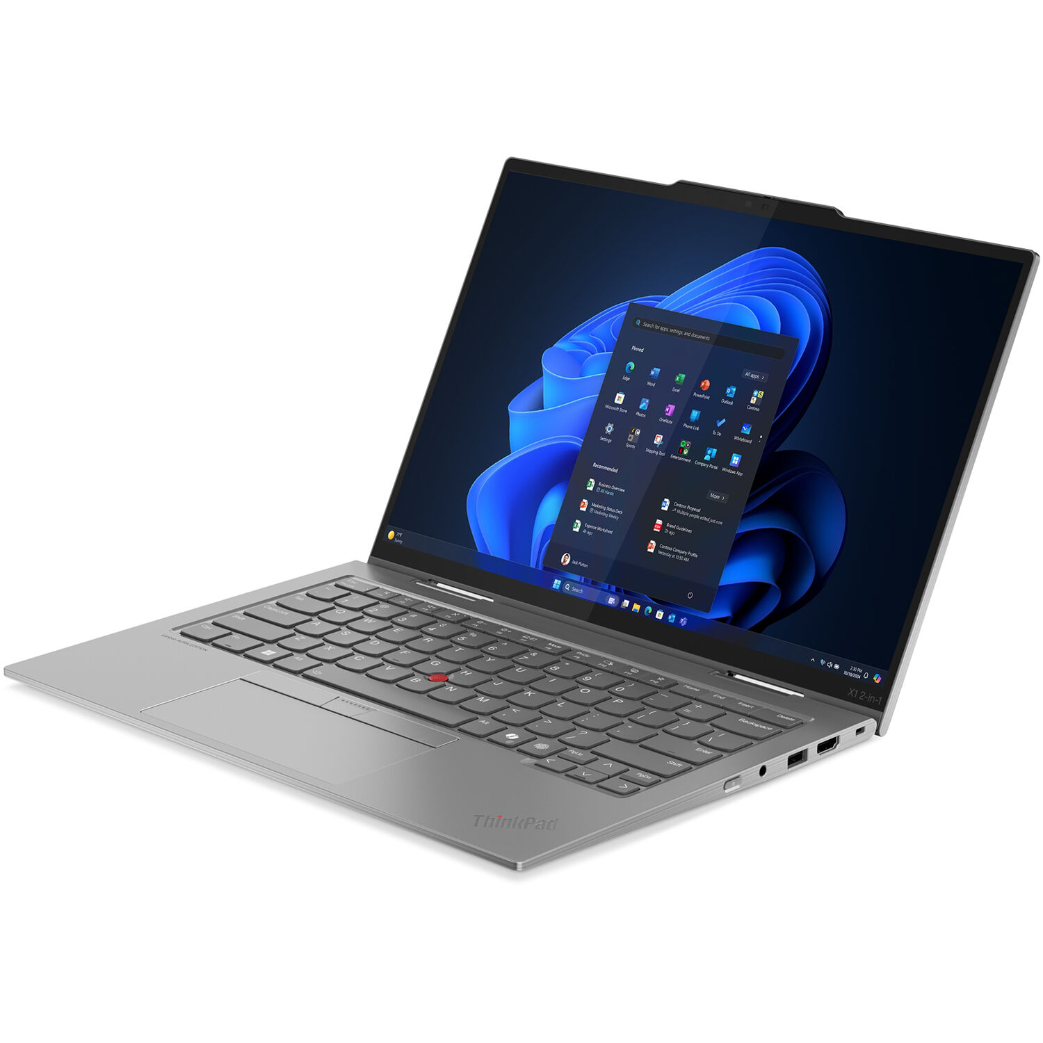 Lenovo ThinkPad X1 2-in-1 G10 14-inch WUXGA touch laptop in tablet mode with Intel Core Ultra 7 and black keyboard — view 5