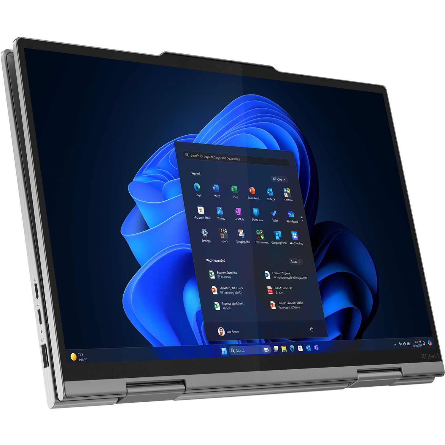 Lenovo ThinkPad X1 2-in-1 G10 14-inch WUXGA touch laptop in tablet mode with Intel Core Ultra 7 and black keyboard — view 6