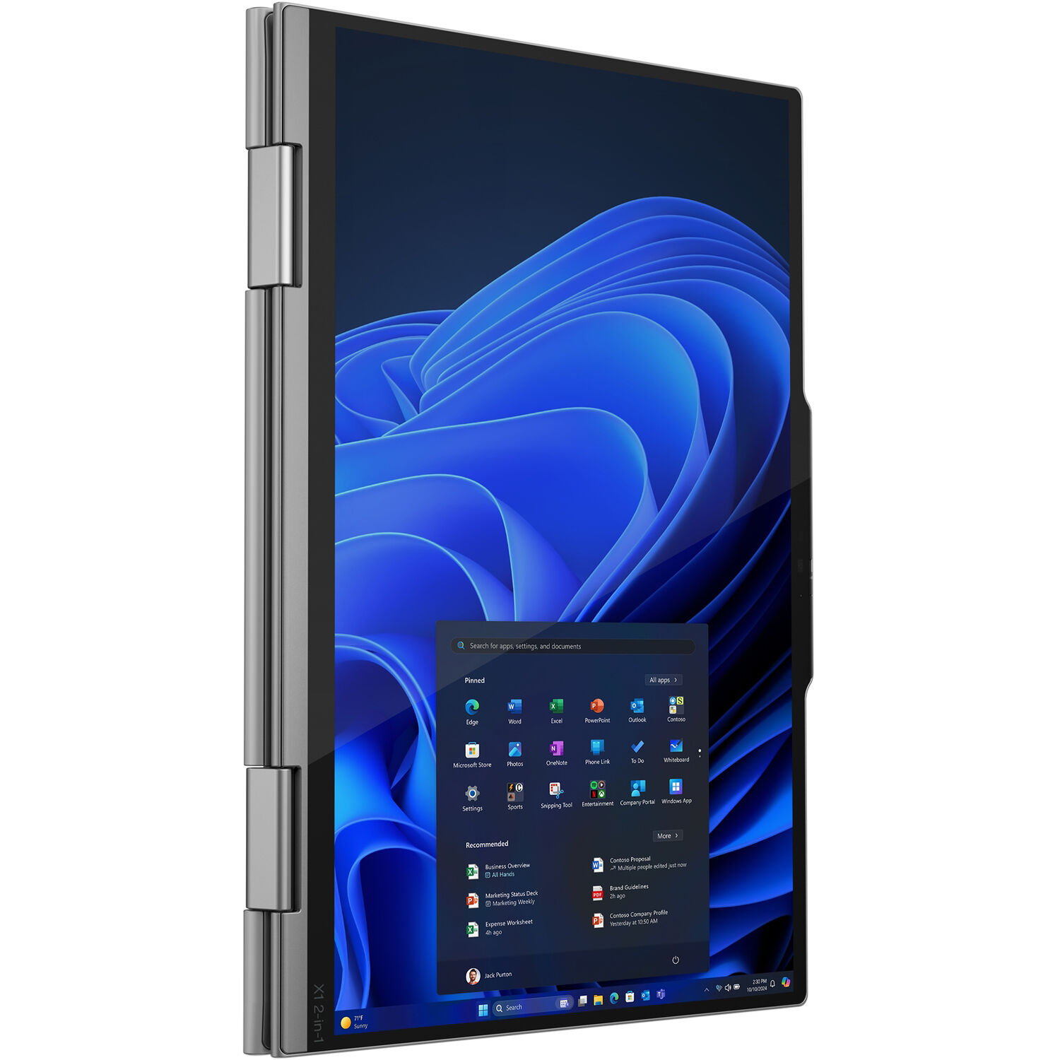Lenovo ThinkPad X1 2-in-1 G10 14-inch WUXGA touch laptop in tablet mode with Intel Core Ultra 7 and black keyboard — view 7
