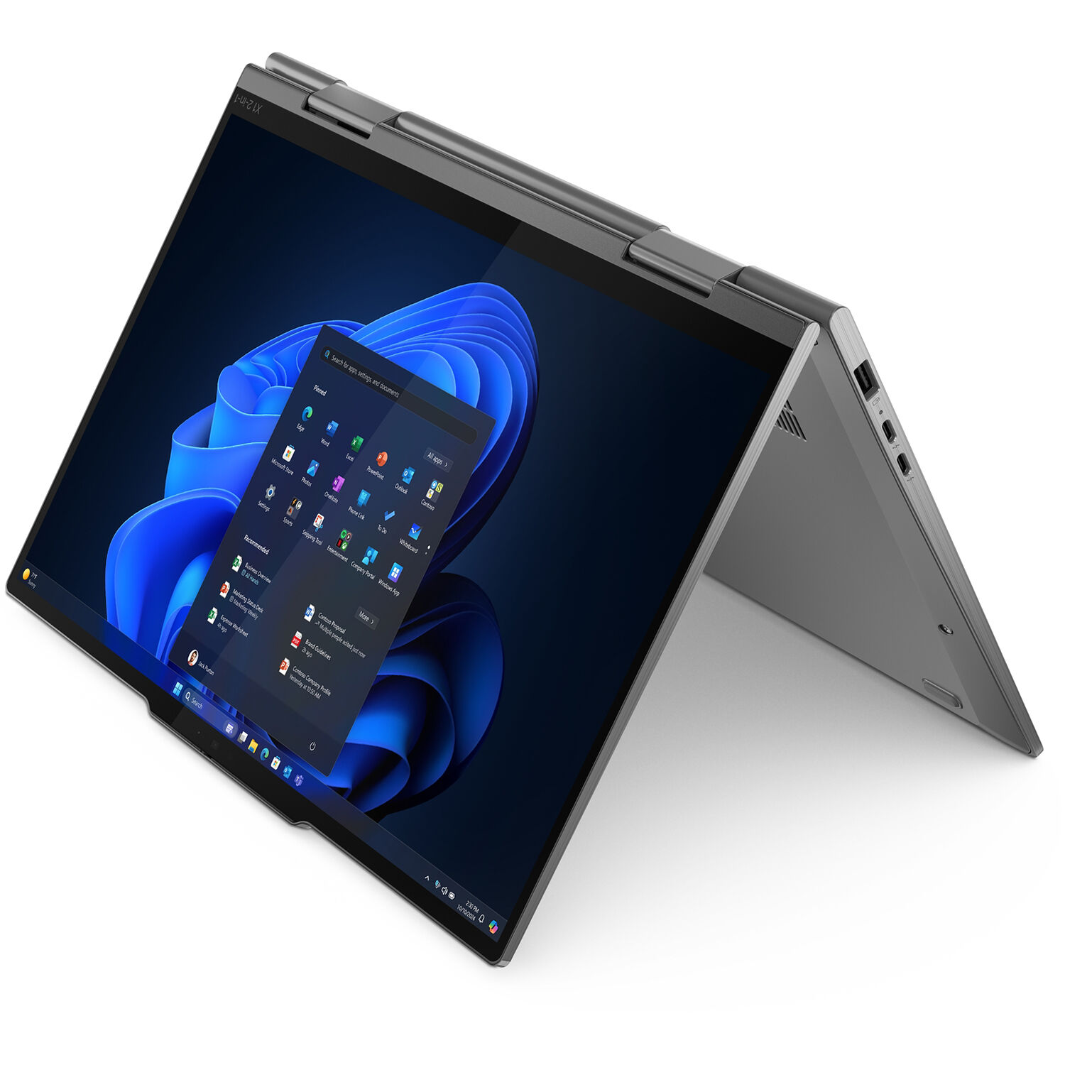 Lenovo ThinkPad X1 2-in-1 G10 14-inch WUXGA touch laptop in tablet mode with Intel Core Ultra 7 and black keyboard — view 8