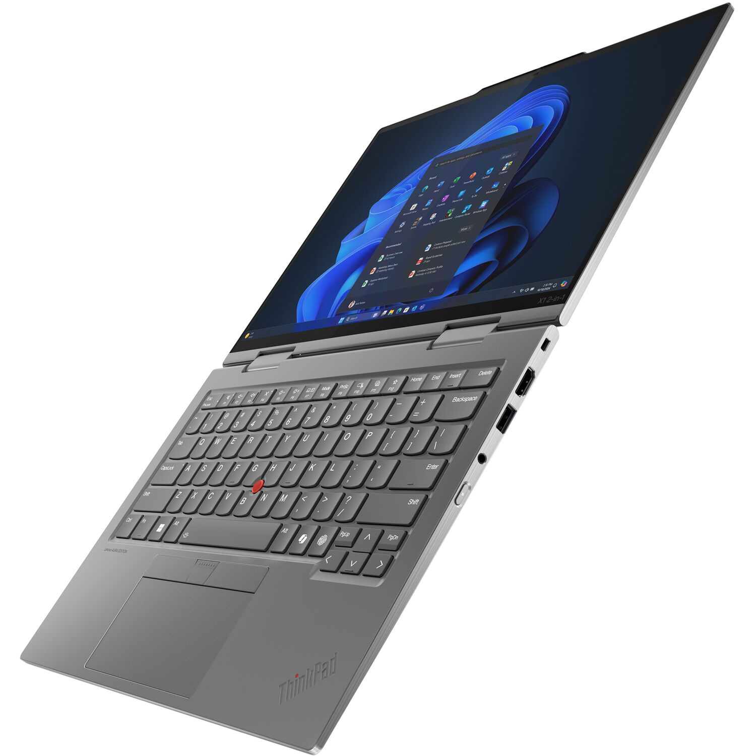 Lenovo ThinkPad X1 2-in-1 G10 14-inch WUXGA touch laptop in tablet mode with Intel Core Ultra 7 and black keyboard — view 9