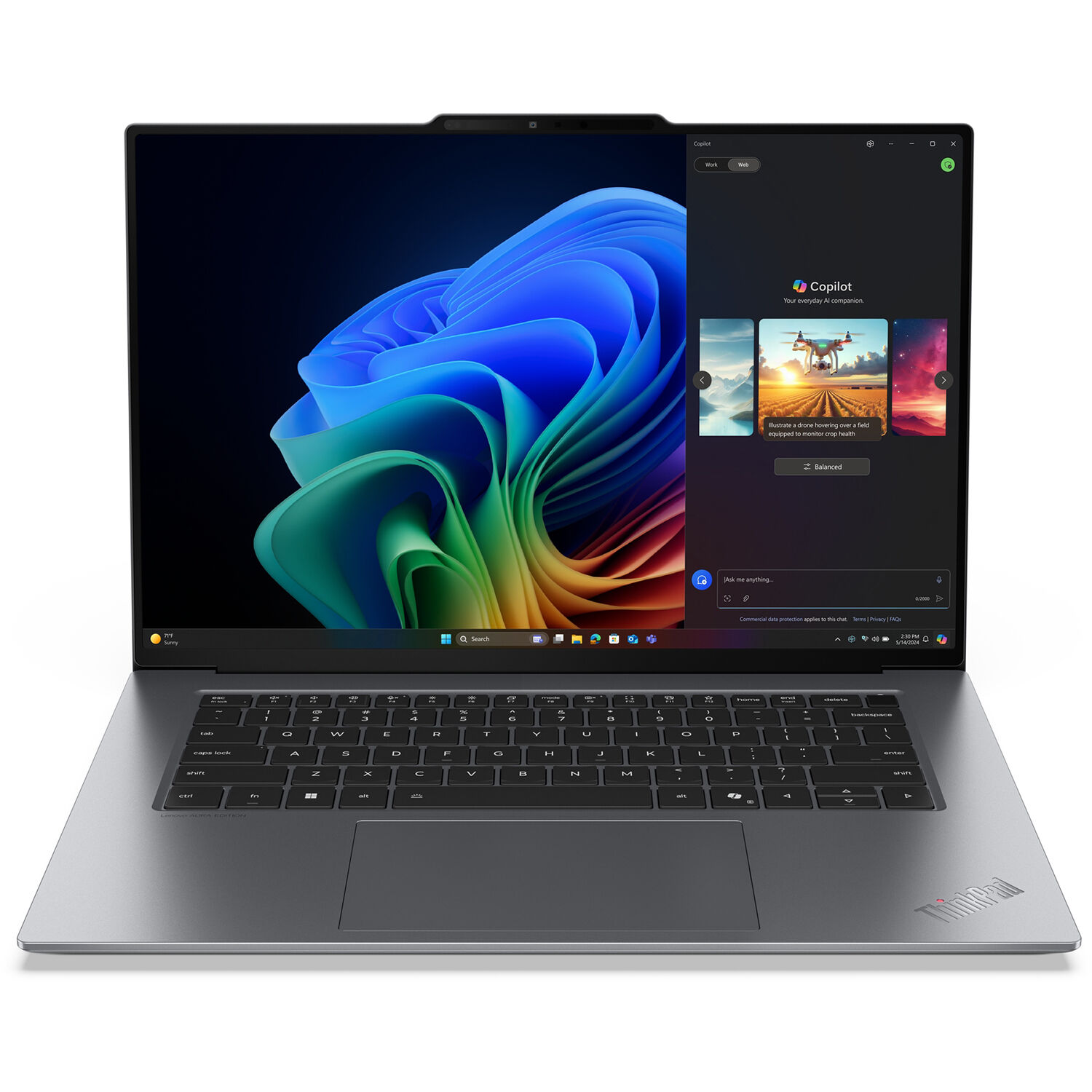 Lenovo ThinkPad X915 G1 business laptop with 15.3-inch 2.8K touch display and black Arctic Grey finish — view 3