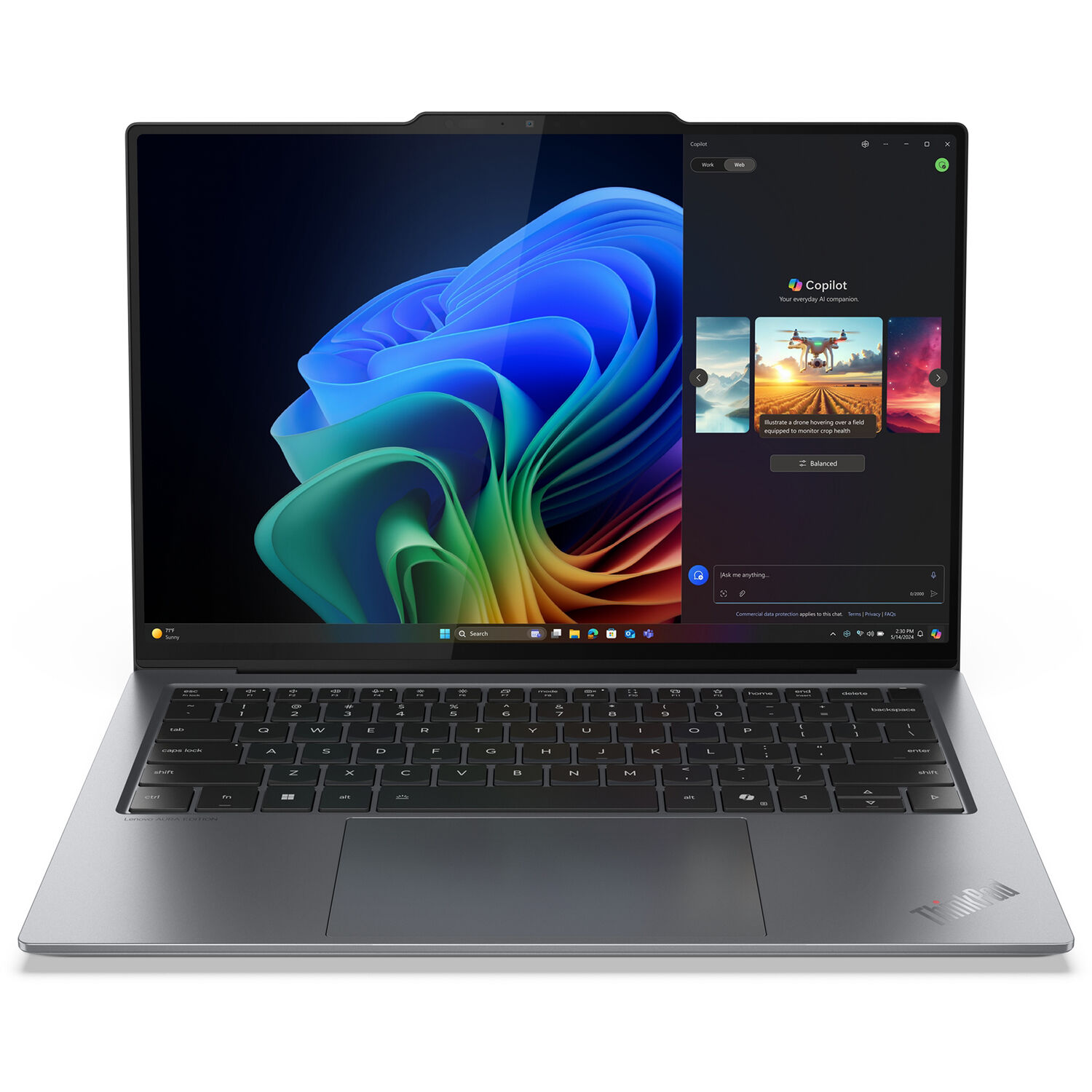 Lenovo ThinkPad X914 Gen 1 business laptop with 14-inch WUXGA display, black chassis, and backlit keyboard — view 3