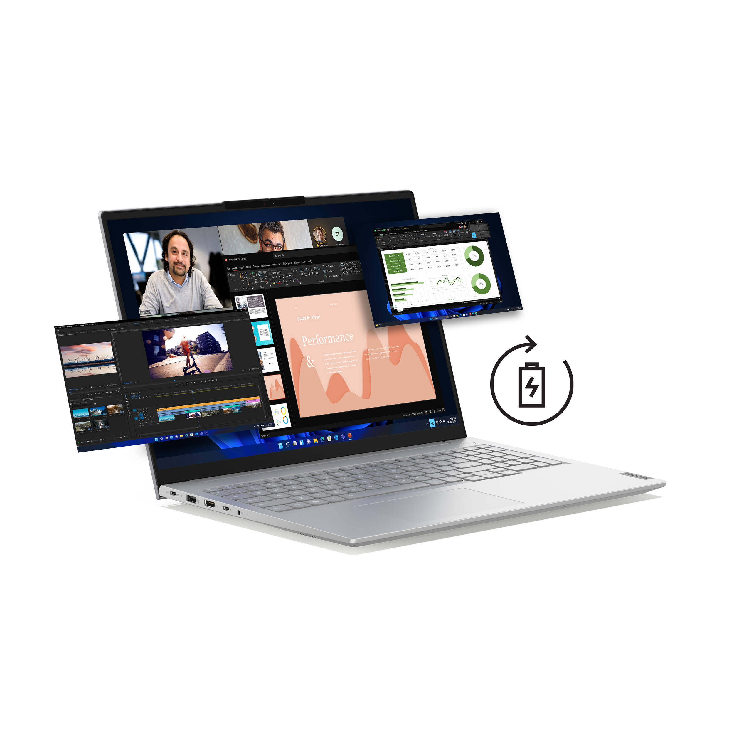 Lenovo ThinkBook 16 G8 IAL business laptop in Luna Grey with 16-inch WUXGA display — view 12
