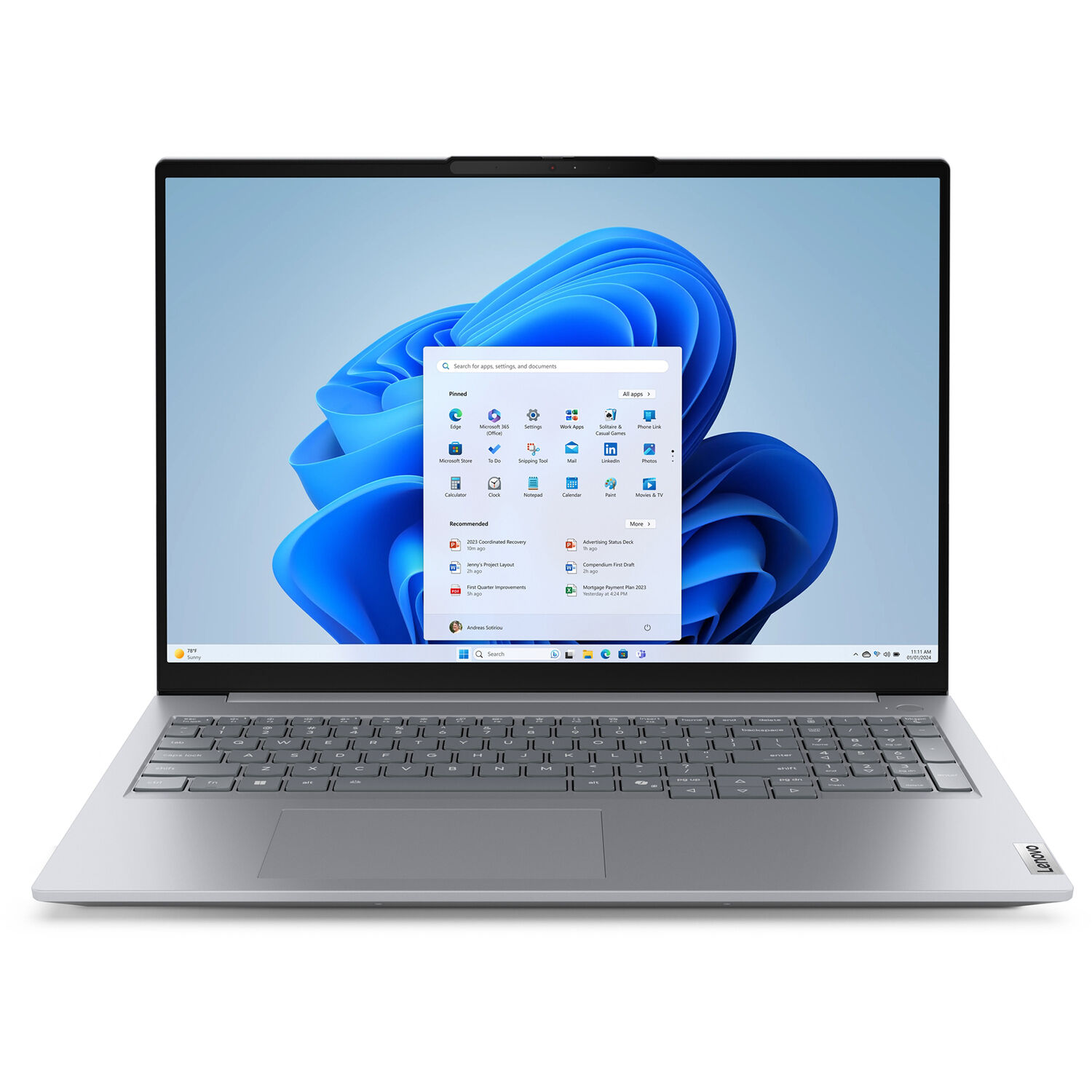 Lenovo ThinkBook 16 G8 IAL business laptop in Luna Grey with 16-inch WUXGA display — view 2