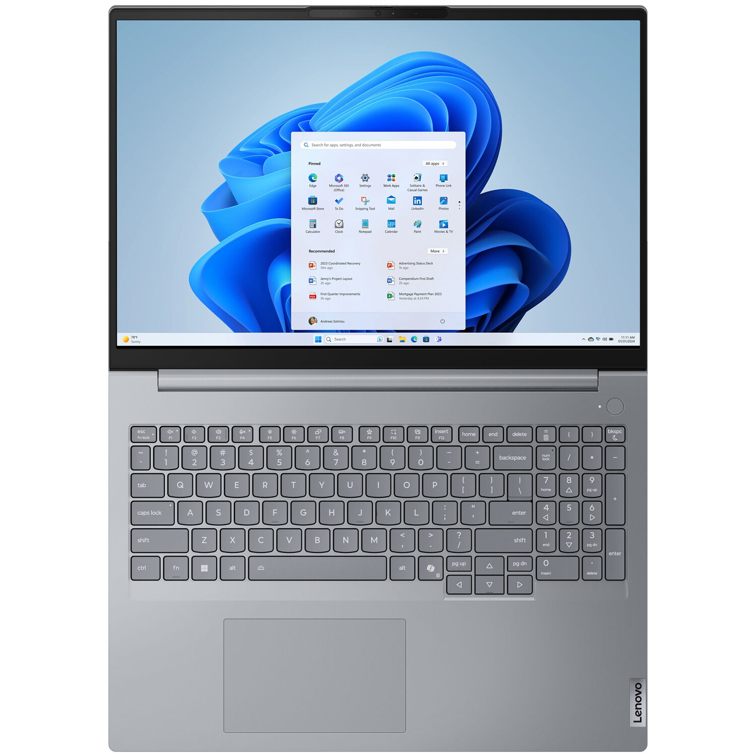 Lenovo ThinkBook 16 G8 IAL business laptop in Luna Grey with 16-inch WUXGA display — view 7