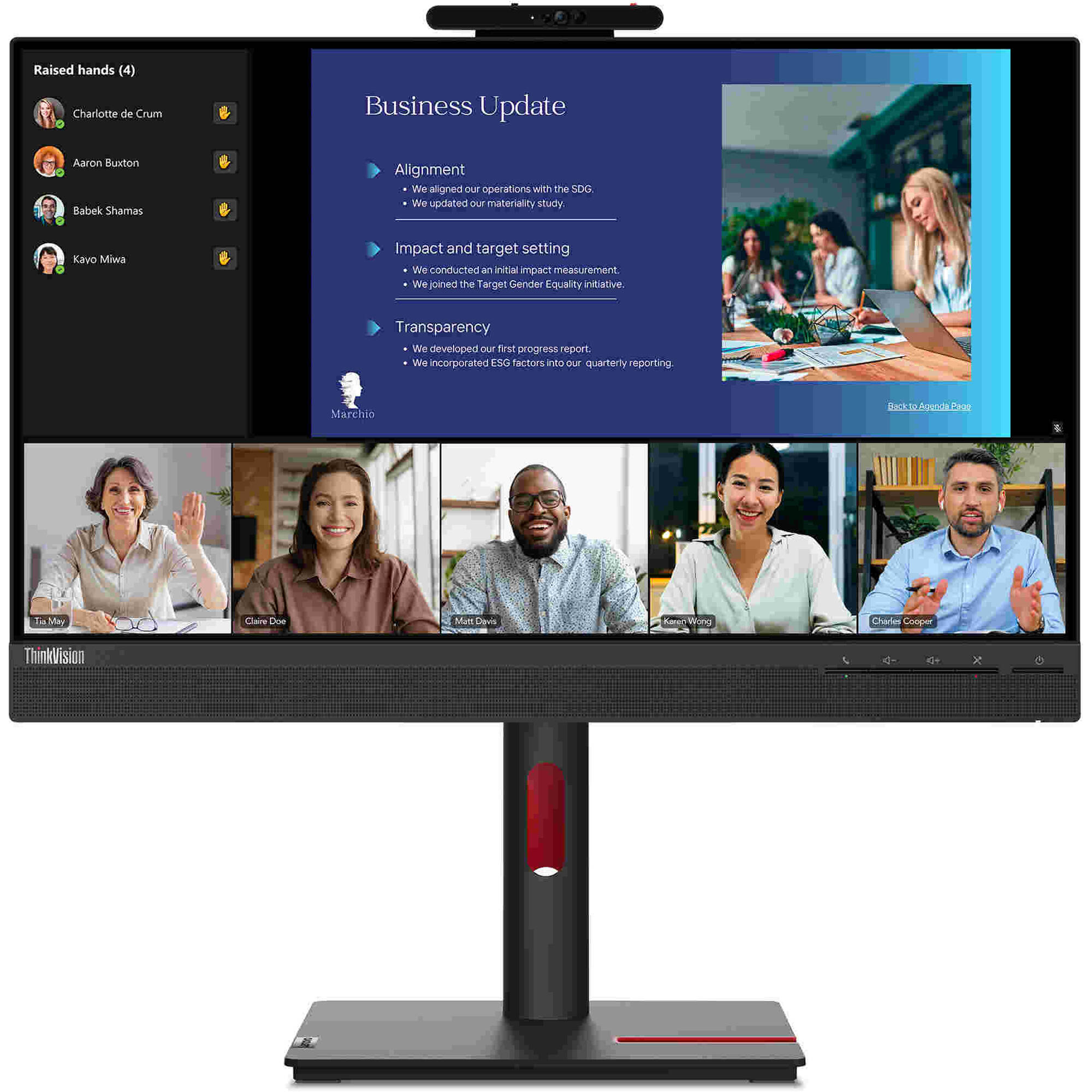 Lenovo ThinkVision T24v-30 23.8-inch FHD IPS monitor with integrated camera and speakers — view 2