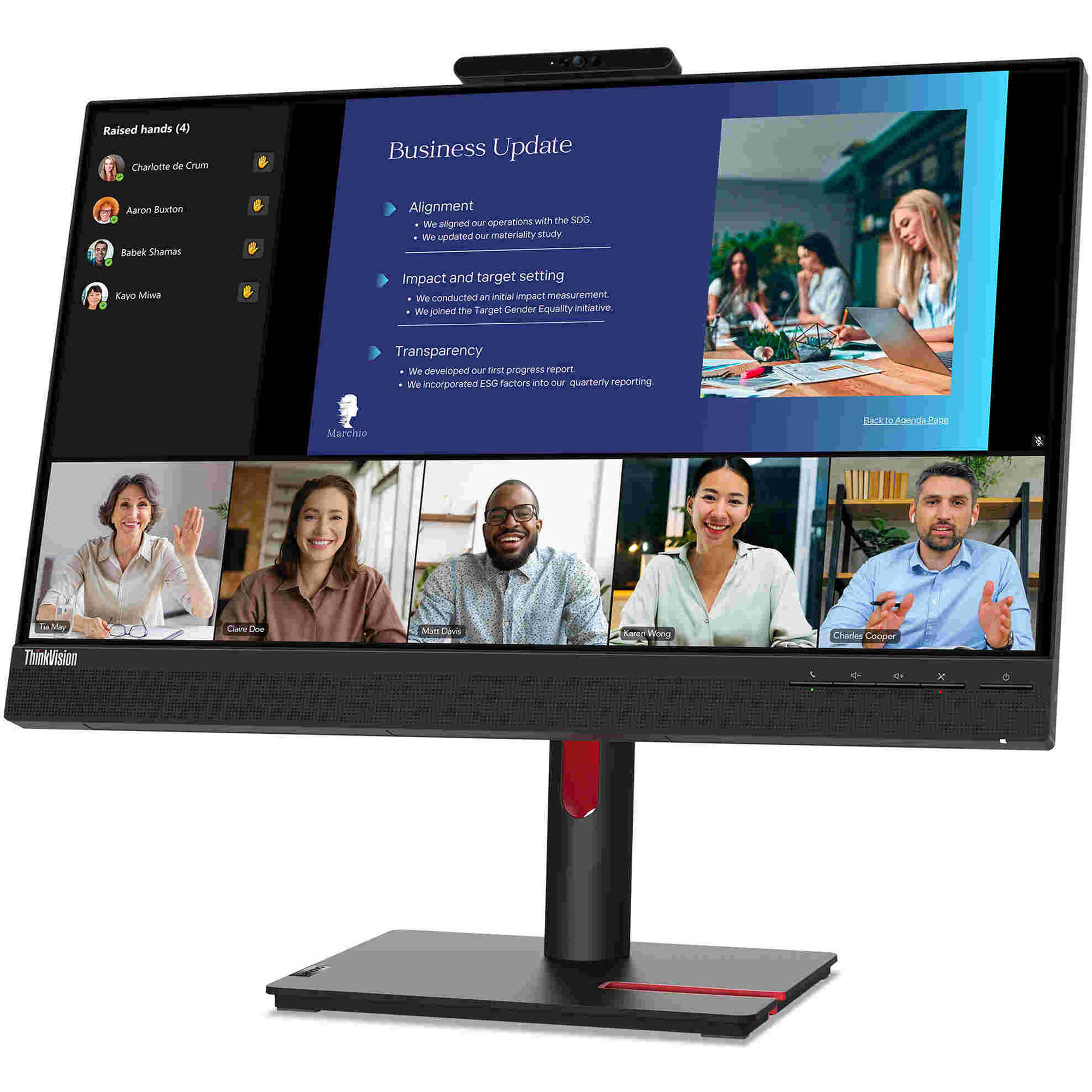 Lenovo ThinkVision T24v-30 23.8-inch FHD IPS monitor with integrated camera and speakers — view 3