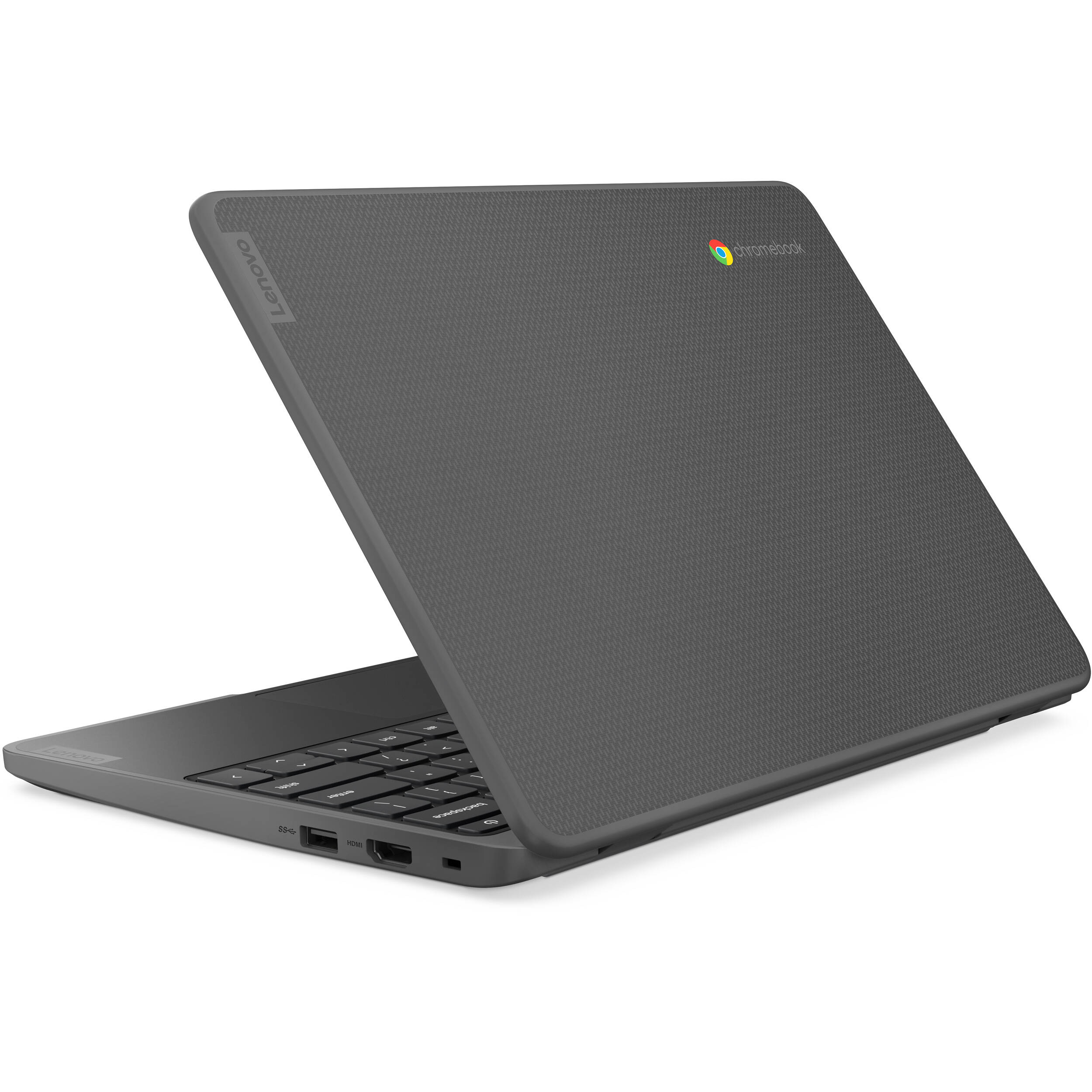 Lenovo 100e G4 Chromebook with 11.6-inch HD display, grey chassis, and Chrome OS for classroom use — view 12
