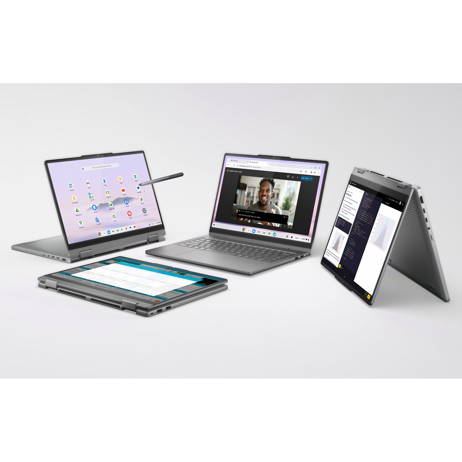 Lenovo TS Chrome Plus 2-in-1 Chromebook with 14-inch WUXGA touchscreen, grey chassis, and backlit keyboard — view 18