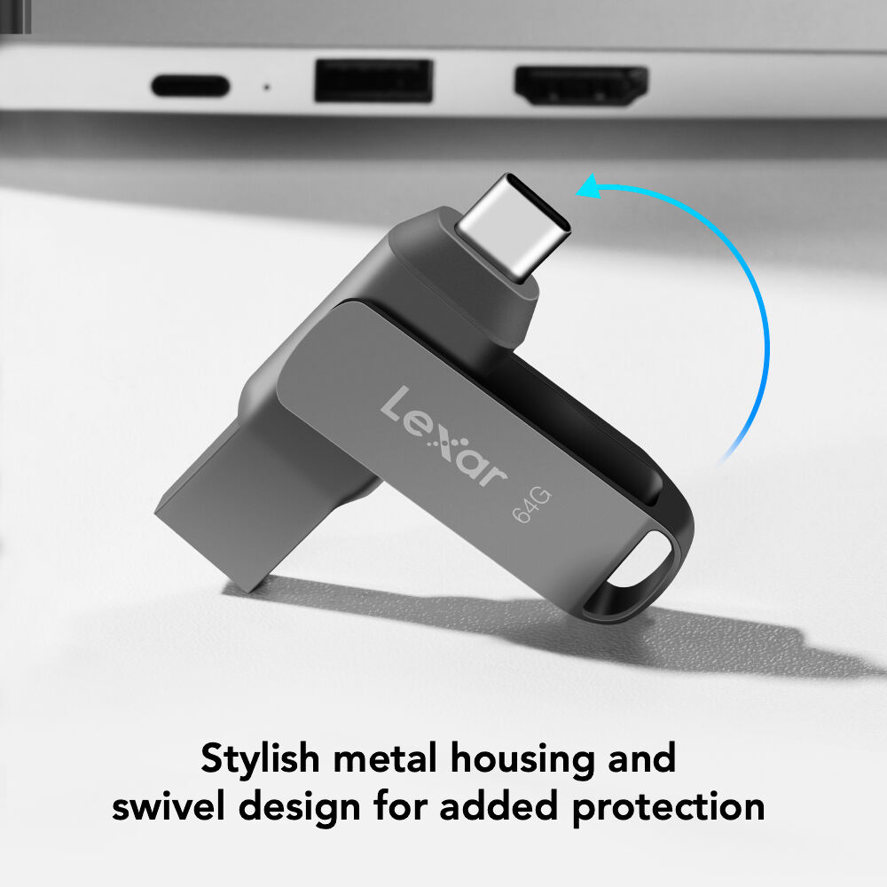 Lexar JumpDrive D400 64GB USB 3.1 flash drive portable storage device — view 4