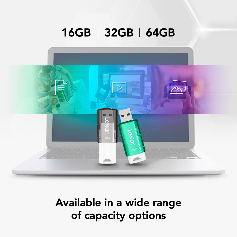 Lexar JumpDrive S60 32GB USB 2.0 flash drive with capped white and black design — view 5