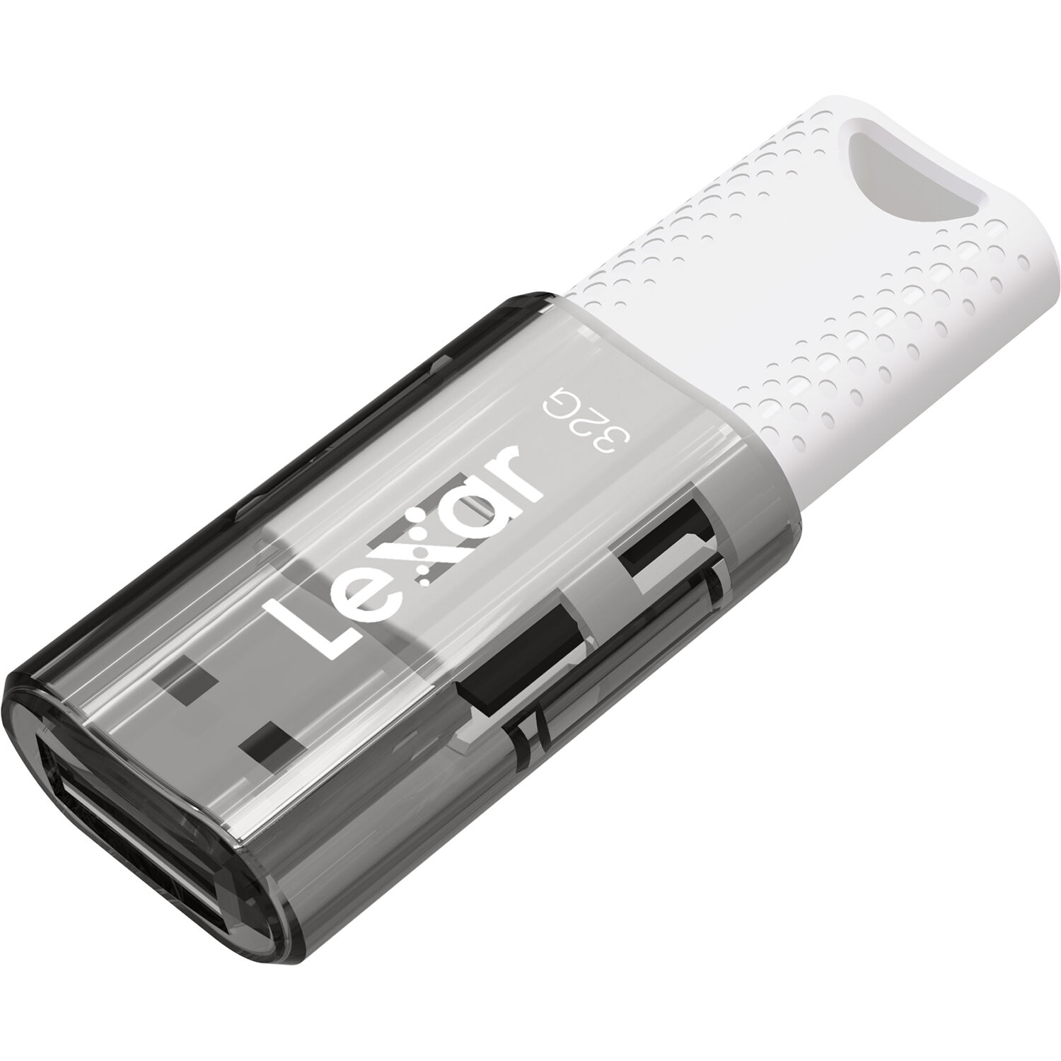 Lexar JumpDrive S60 32GB USB 2.0 flash drive with capped white and black design — view 8