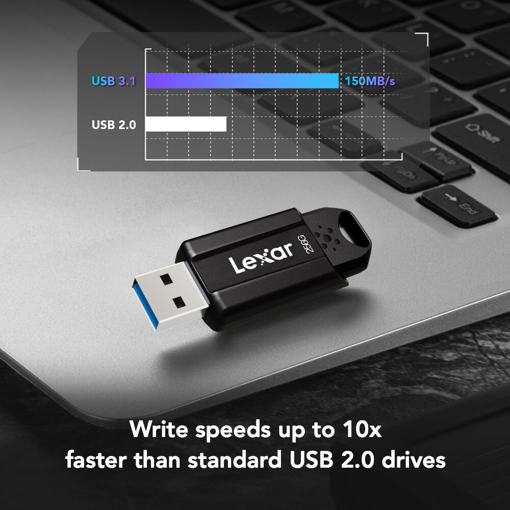 LEXAR, 256GB JUMPDRIVE, S80, USB 3.1, FLASH DRIVE, BLACKFLASH DRIVE, BLACK — view 5