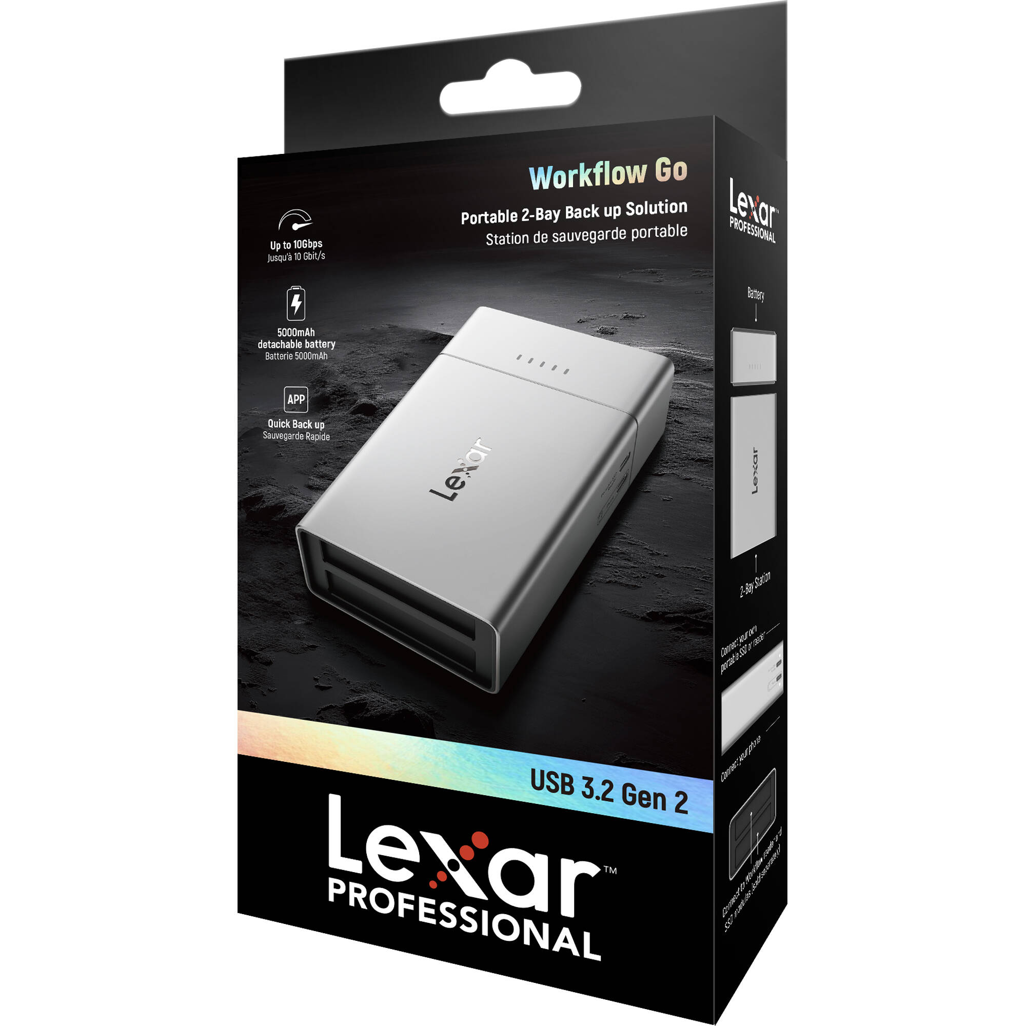 LEXAR, PROFESSIONAL WORKFLOW GO, PORTABLE DOCK STATION, 2-BAY — view 2