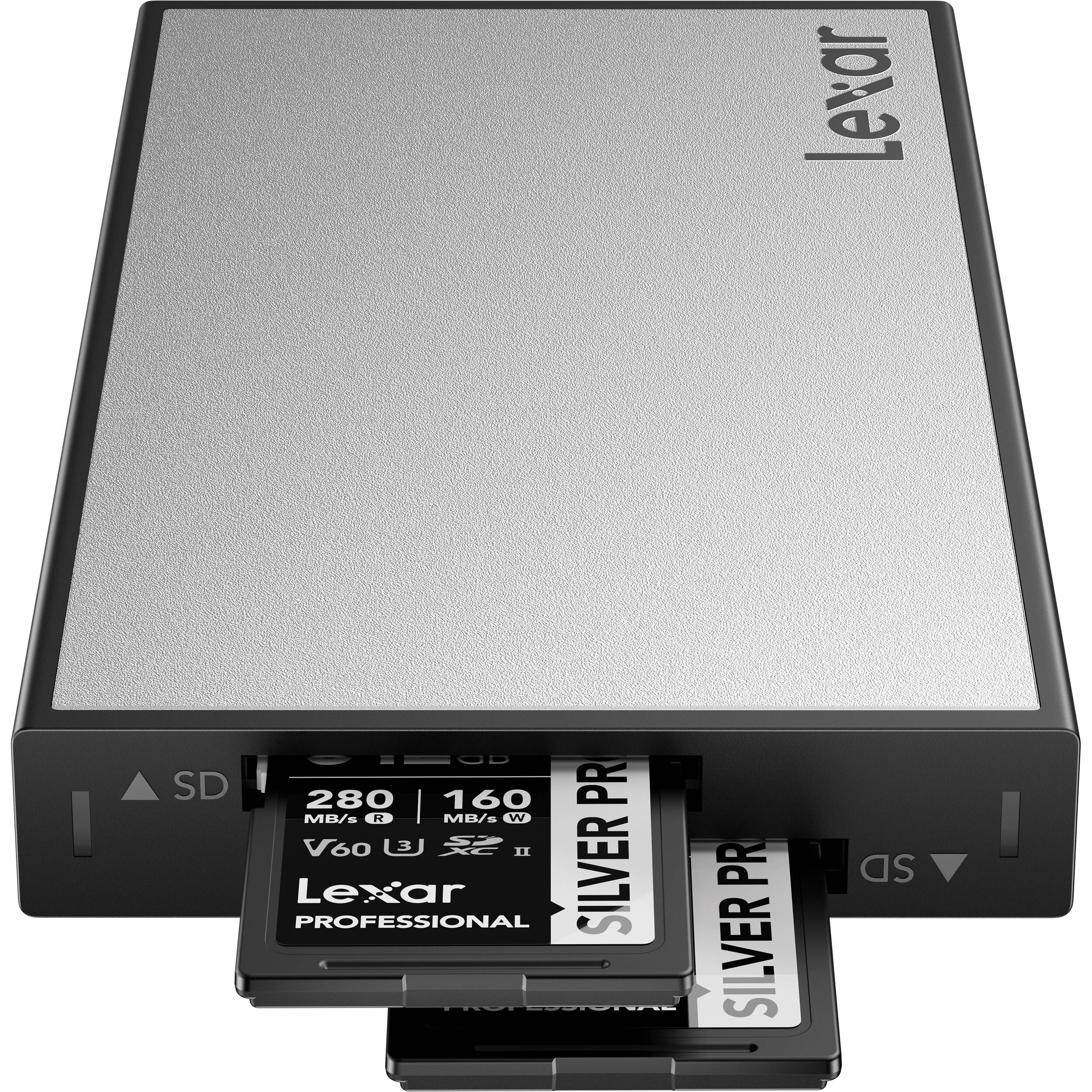 Lexar Professional Workflow dual-slot SD UHS-II reader with USB-C connection — view 3
