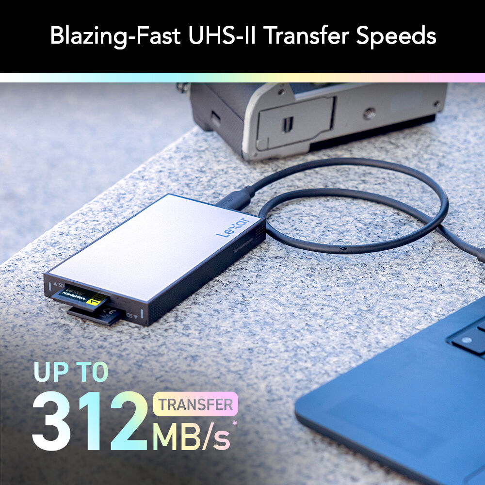 Lexar Professional Workflow dual-slot SD UHS-II reader with USB-C connection — view 5