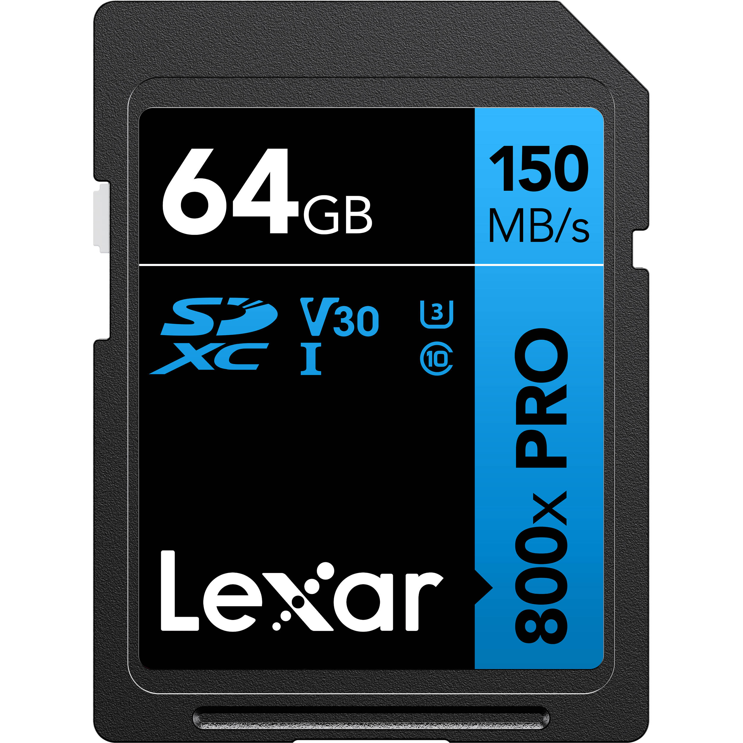 Lexar High-Performance Sdxc Memory Card, 800x Pro, 64gb, Class 10, Uhs-I, U3 Blu
