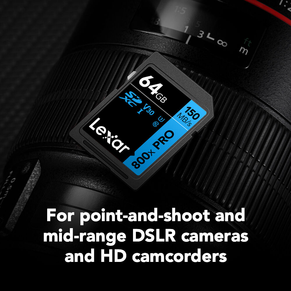 LEXAR HIGH-PERFORMANCE SDXC MEMORY CARD, 800X PRO, 64GB, CLASS 10, UHS-I, U3 BLU — view 4
