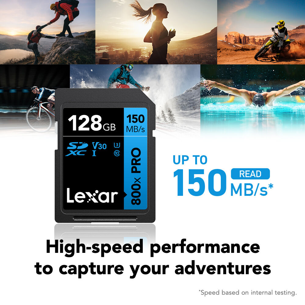 LEXAR HIGH-PERFORMANCE SDXC MEMORY CARD, 800X PRO, 128GB, CLASS 10, UHS-I, U3 BL — view 2