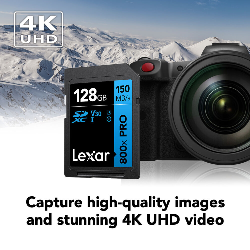 LEXAR HIGH-PERFORMANCE SDXC MEMORY CARD, 800X PRO, 128GB, CLASS 10, UHS-I, U3 BL — view 3