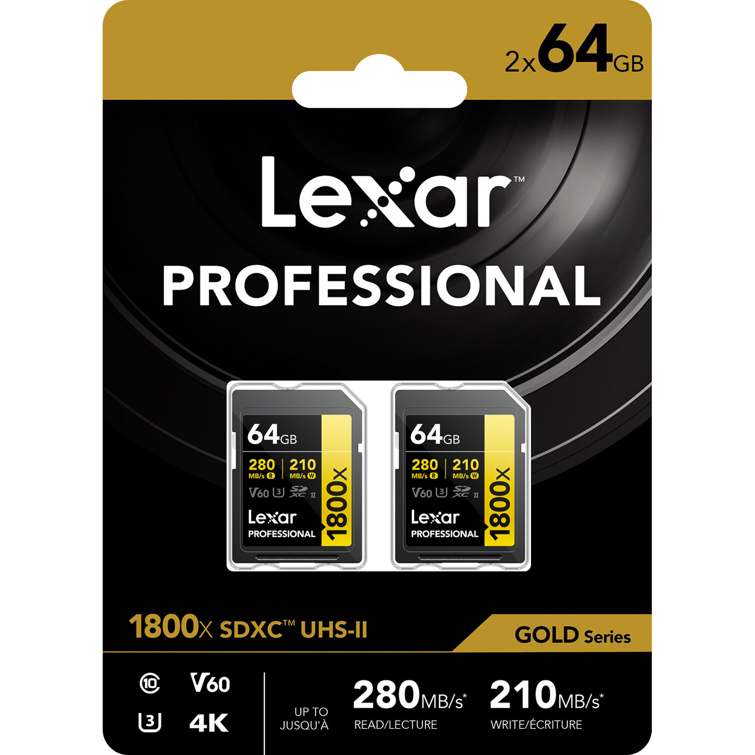 LEXAR PROFESSIONAL SDXC MEMORY CARD, 1800X 64GB, CLASS 10, UHS-II, U3, GOLD SERI — view 10