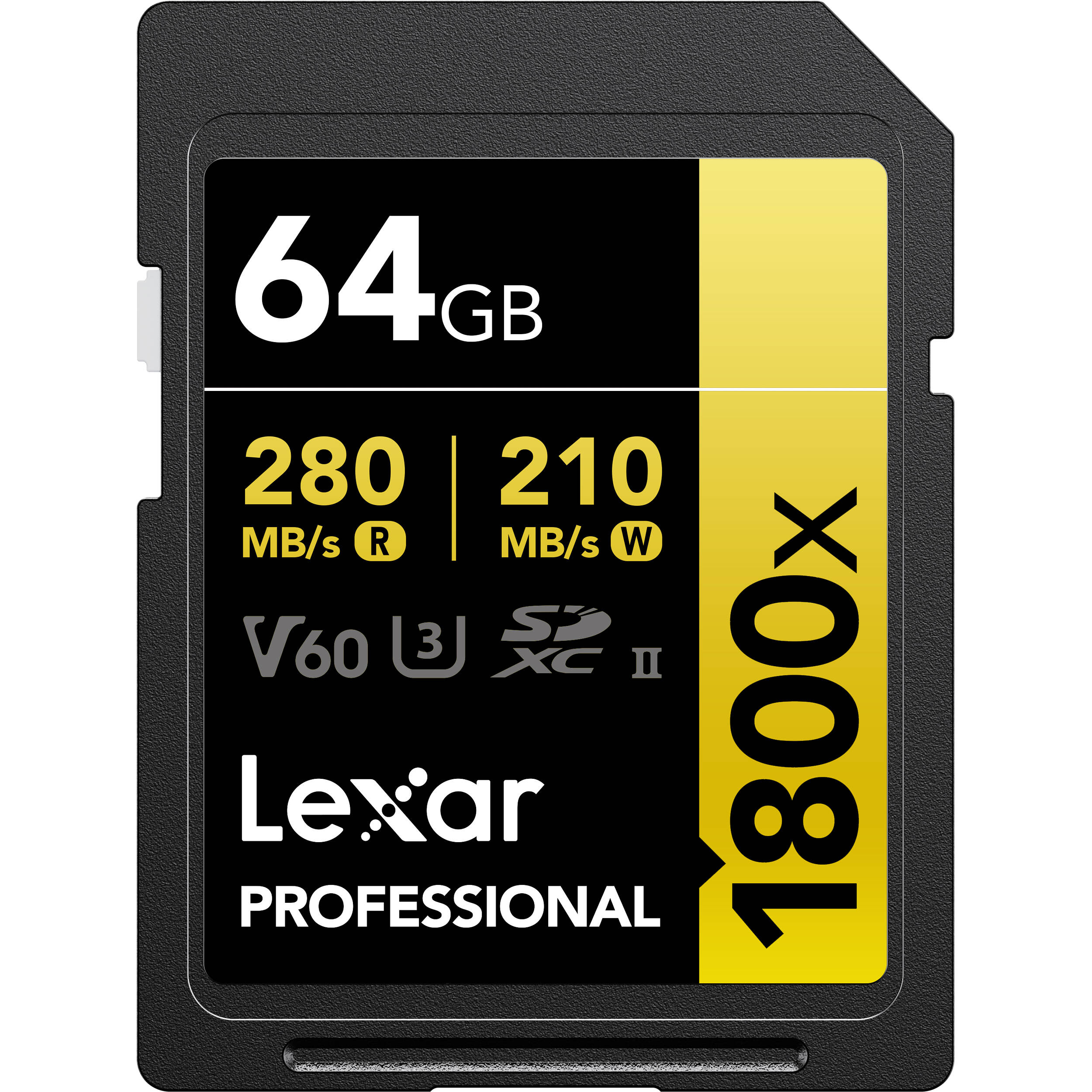 Lexar Professional Sdxc Memory Card, 1800x 64gb, Class 10, Uhs-Ii, U3, Gold Seri