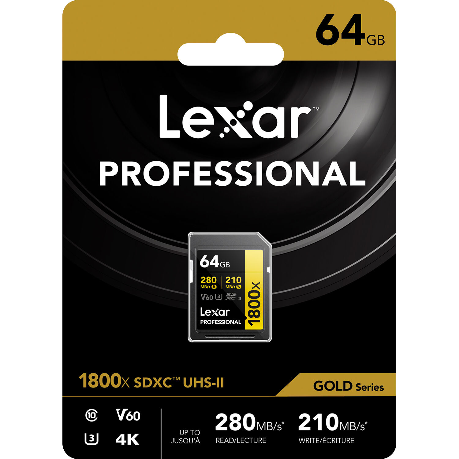 LEXAR PROFESSIONAL SDXC MEMORY CARD, 1800X 64GB, CLASS 10, UHS-II, U3, GOLD SERI — view 6